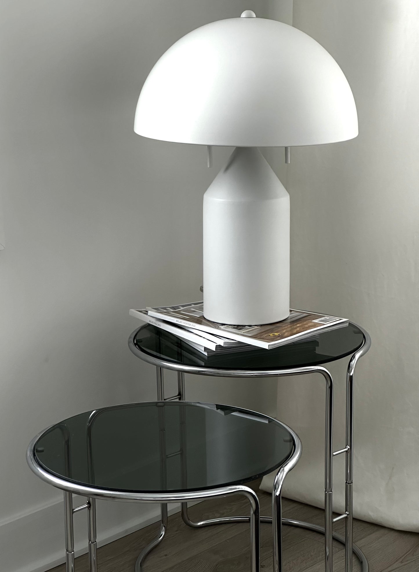 MCM Chrome and Smoked Glass Side Tables - Set of 2