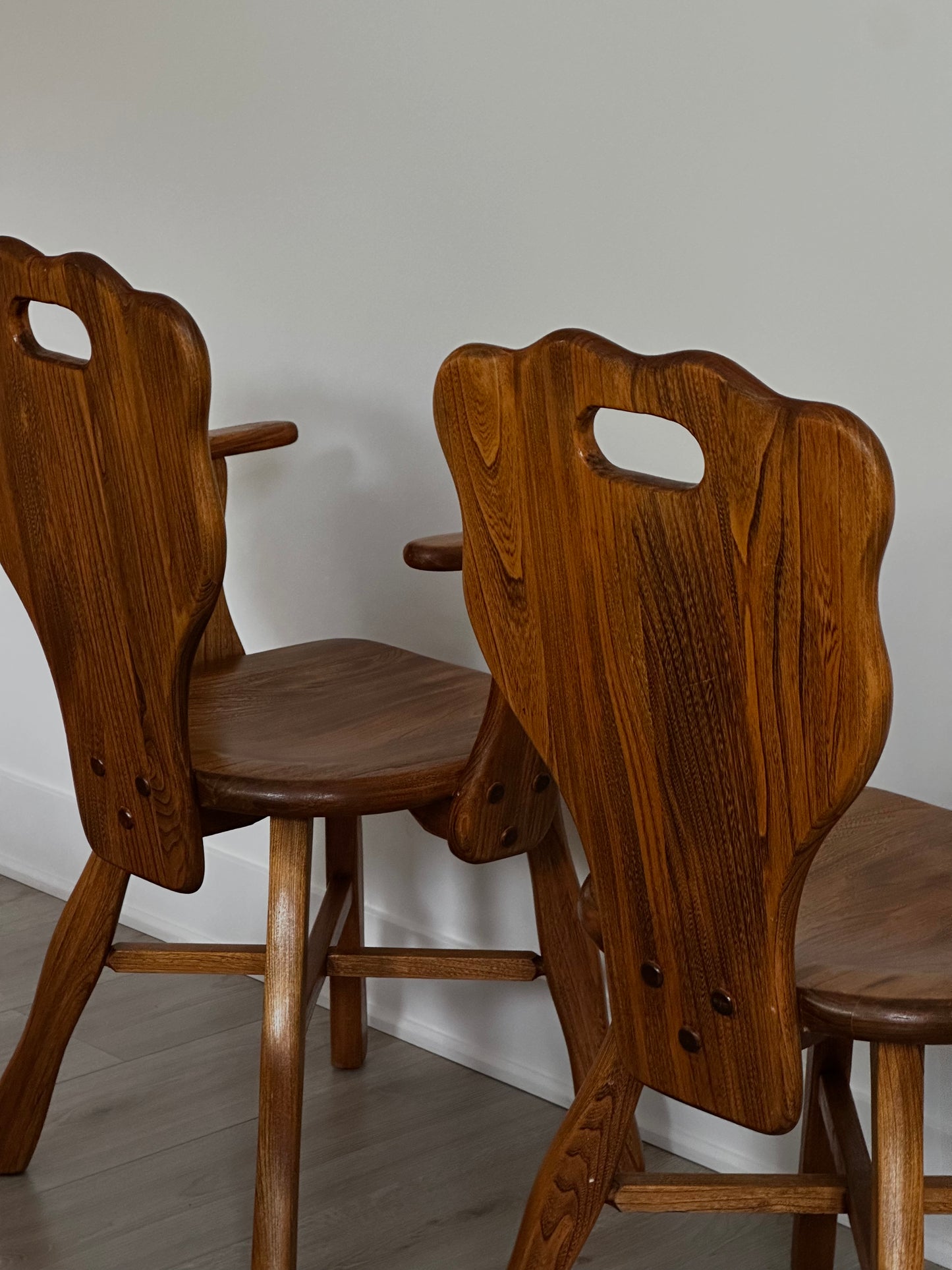 Mid-Century Oak Brutalist Chairs 
 (set of 2)