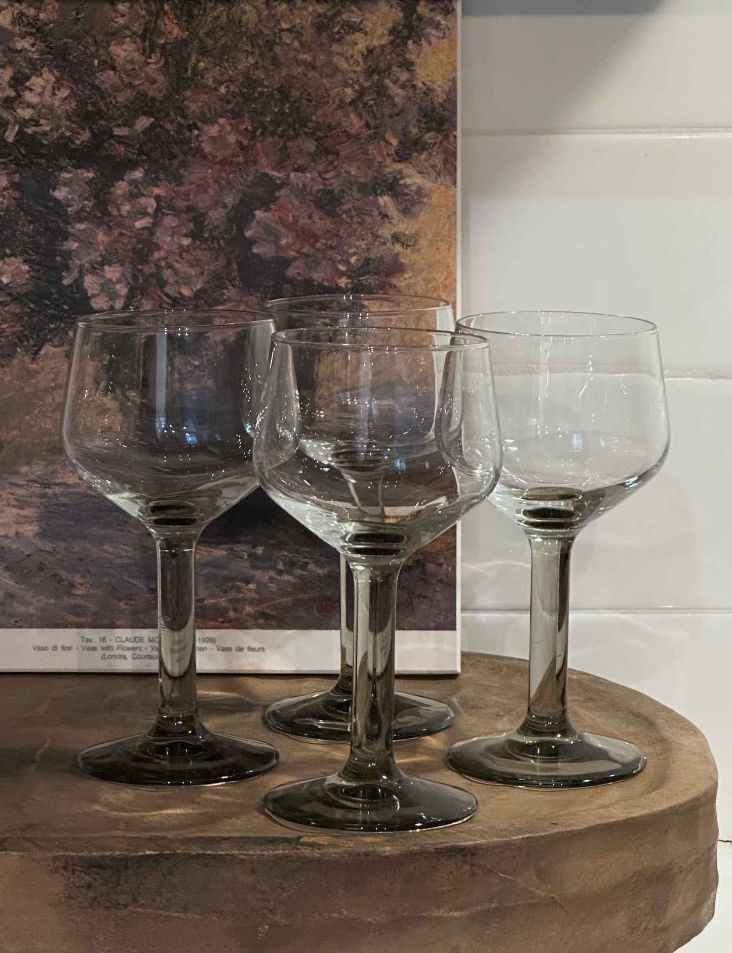 Smoked Stem Vintage wine glasses (Set of 4)