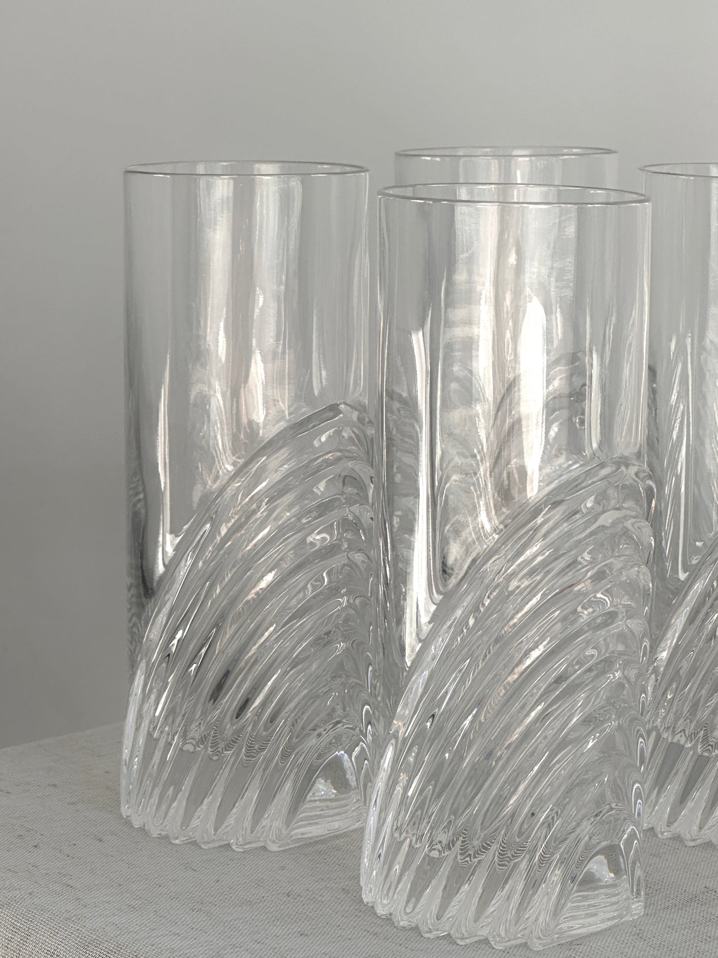 Heavy Swirled Crystal Glasses and Ice Bucket Set