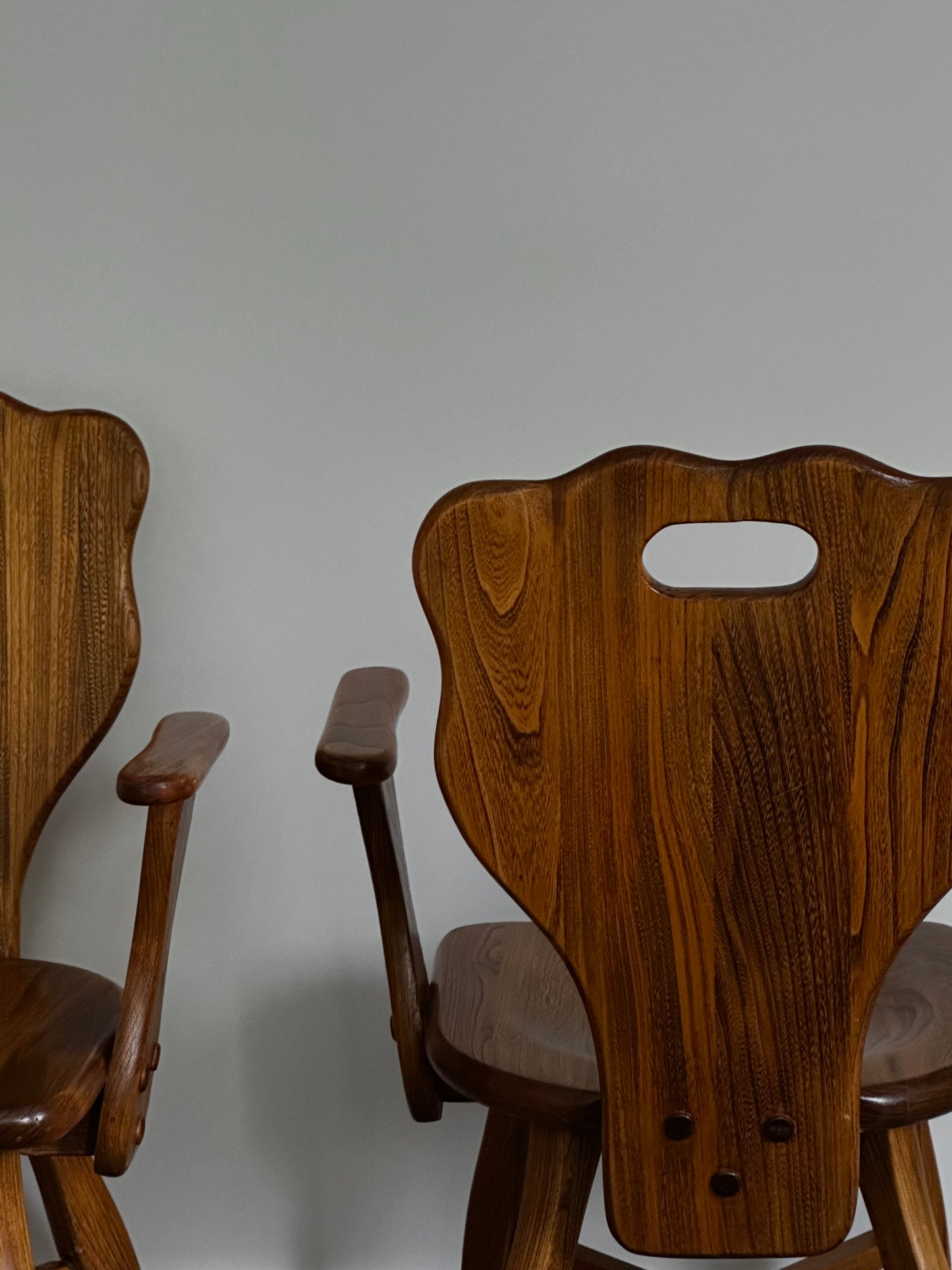 Mid-Century Oak Brutalist Chairs 
 (set of 2)