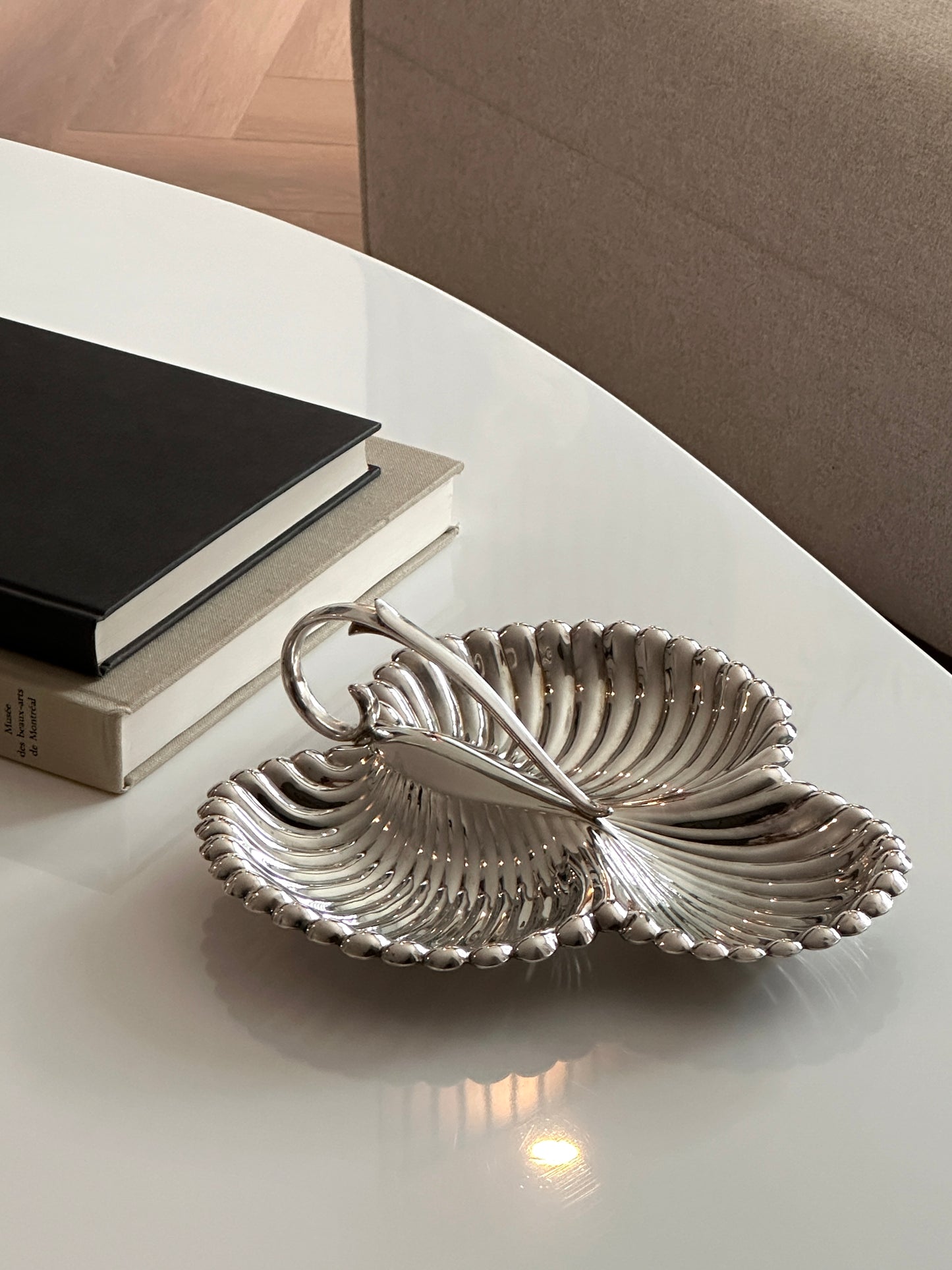 Triple Shell Silver Plate Dish