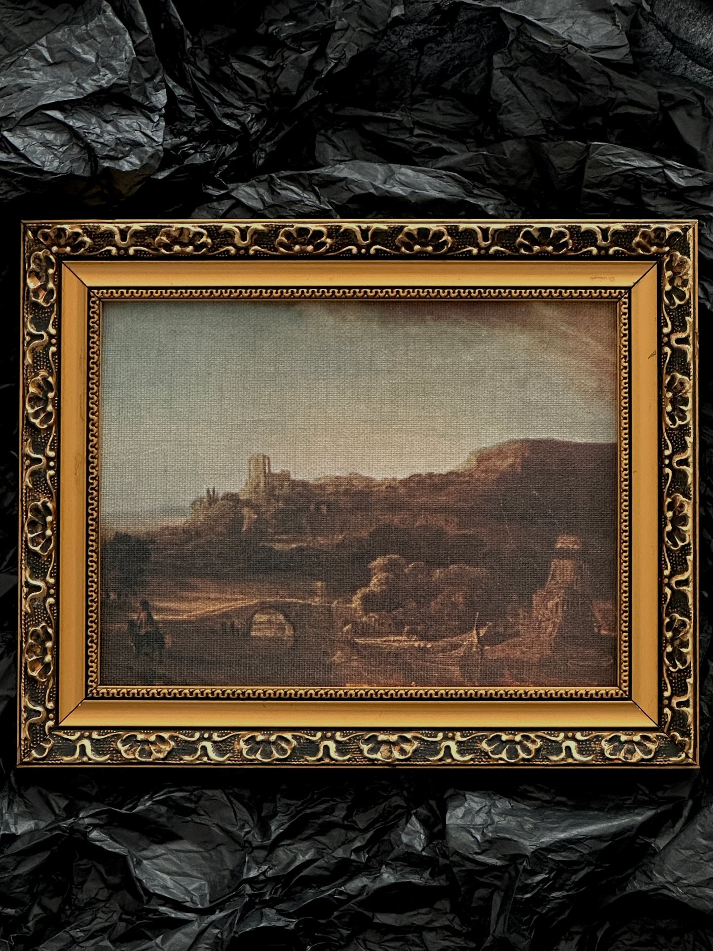 Duo of Mini Frames Horseman & Landscape with Ruins