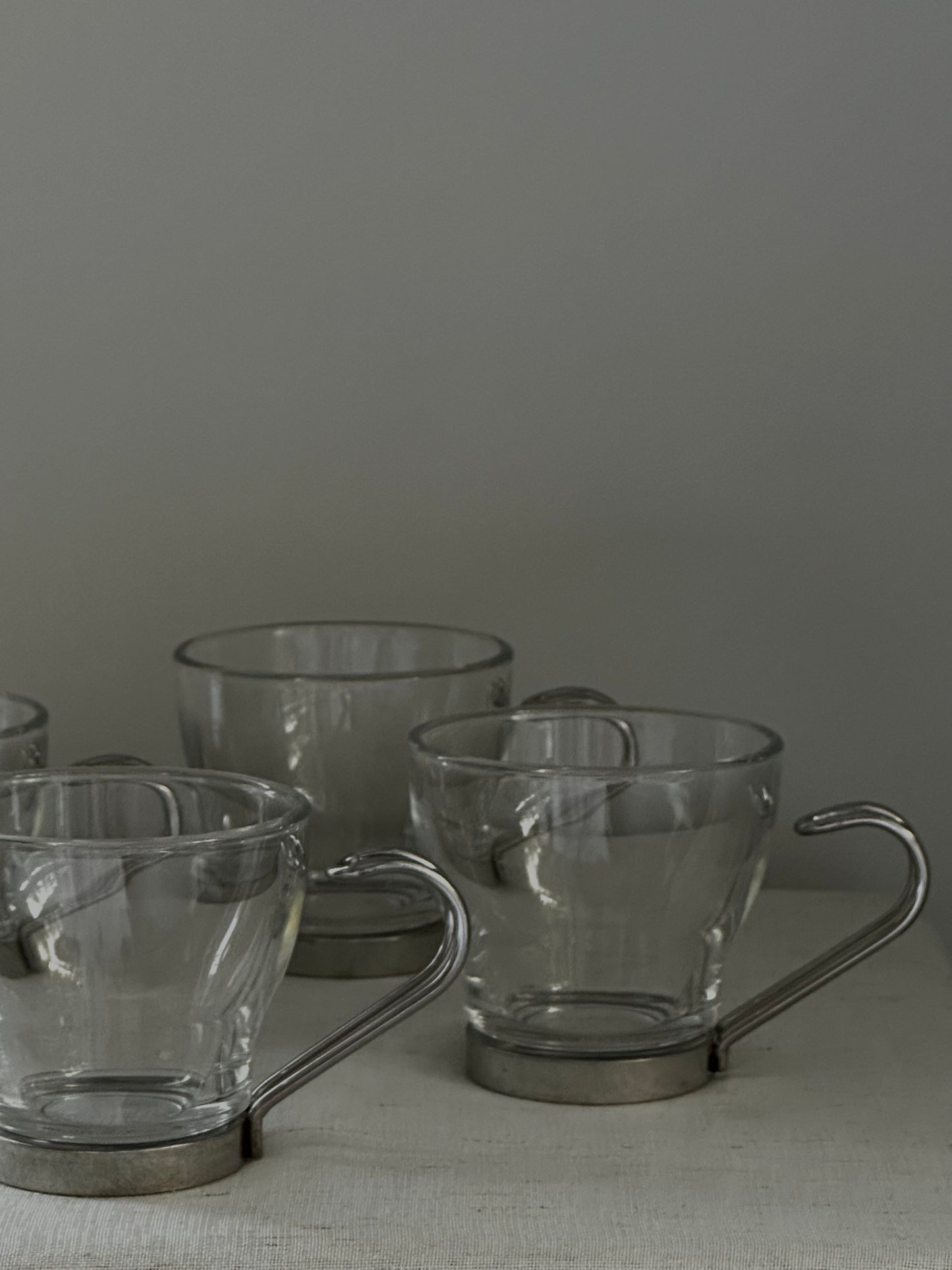 Glass Espresso cups, Vitrosax Italy 1970s