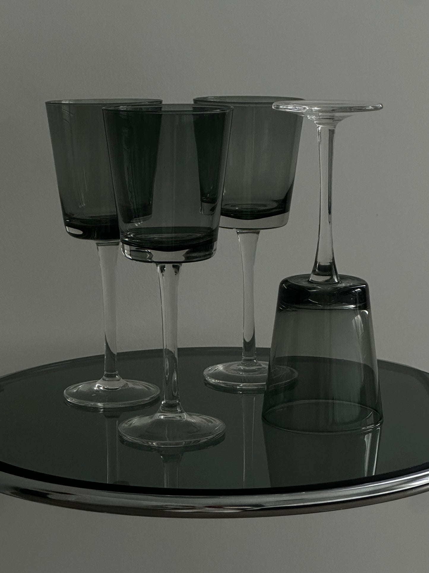 Vintage Smoked Grey Wine Glasses (set of 4)