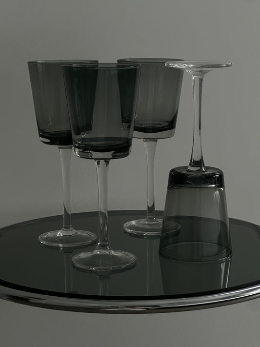 Vintage Smoked Grey Wine Glasses (set of 4)