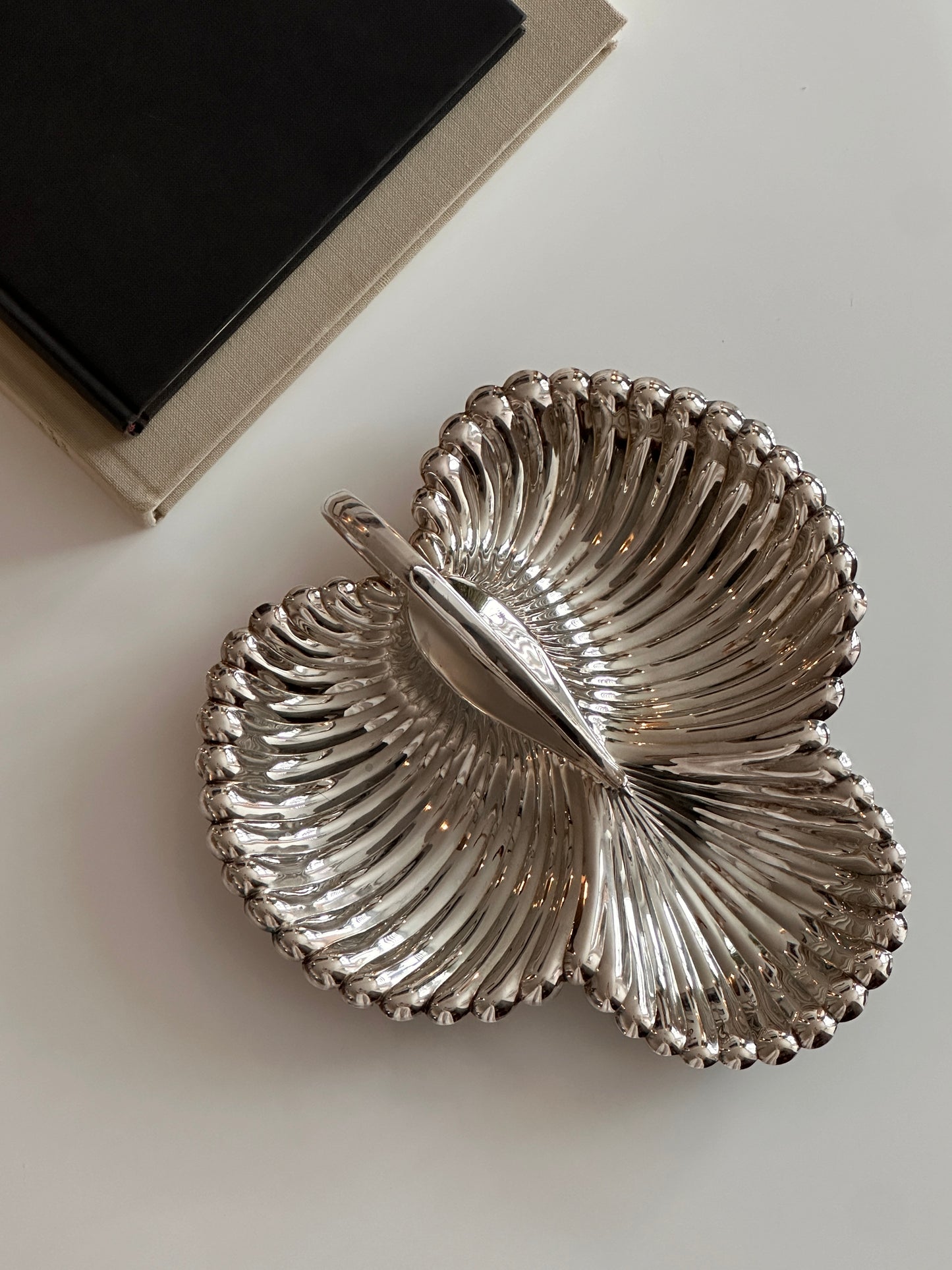 Triple Shell Silver Plate Dish