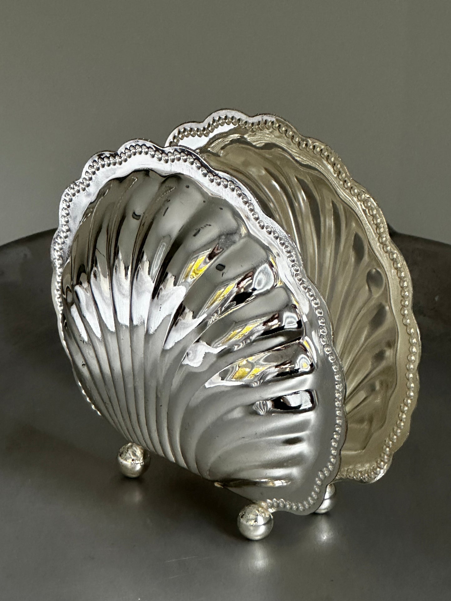 Vintage Silver Seashell Napkin Holder