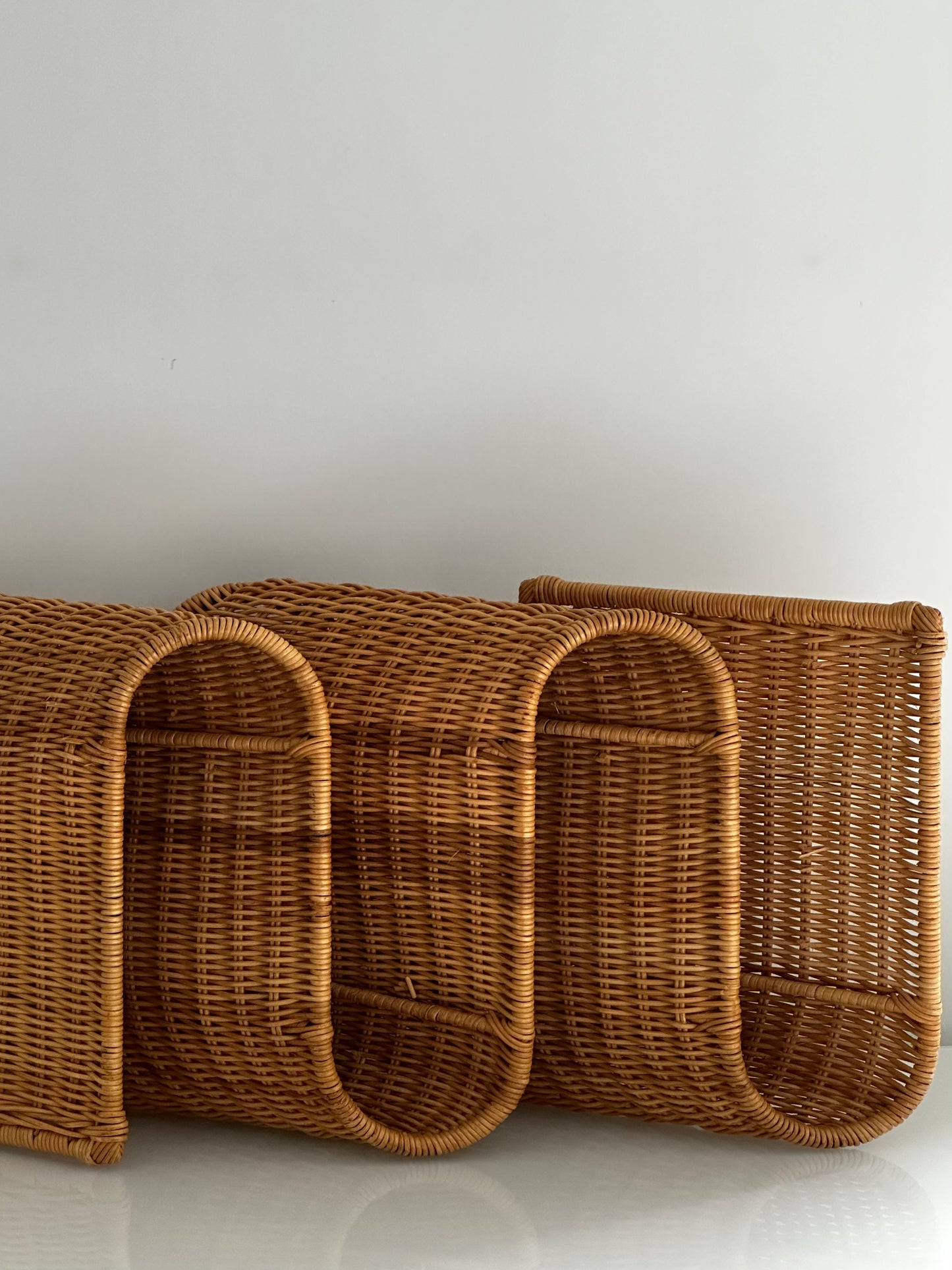 Wall Mounted Rattan Magazine Rack, 1970s