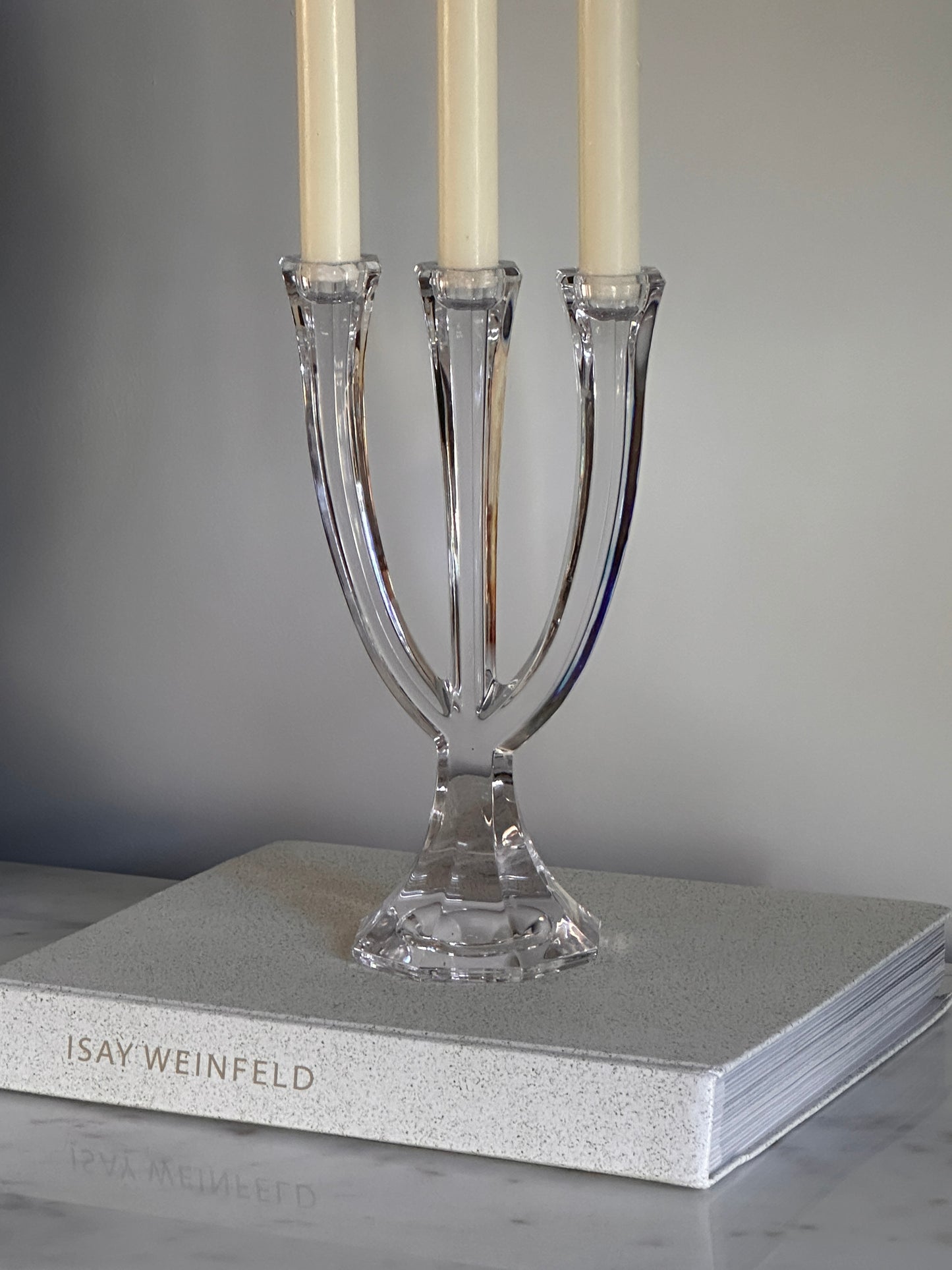 3-Arm Crystal Candelabra 1980s