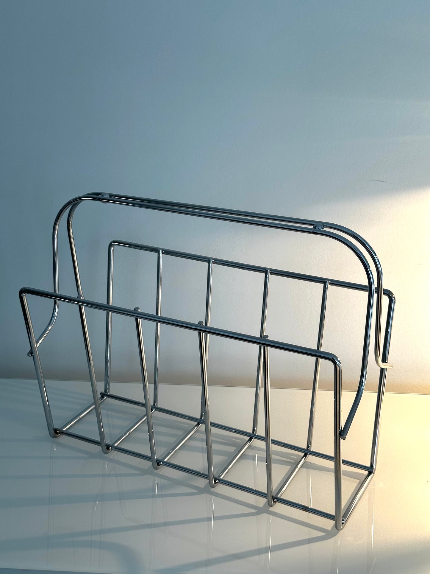 Mid Century Modern Chrome Magazine Rack