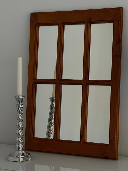 Vintage Wooden Window Mirror