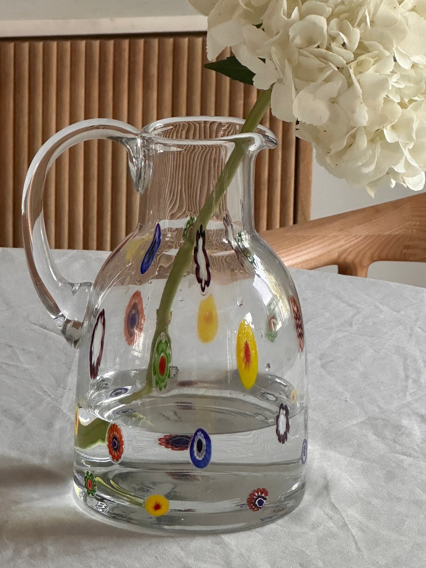 Mid Century Italian Fratelli Toso Murano Scattered Murine Glass Water Jug