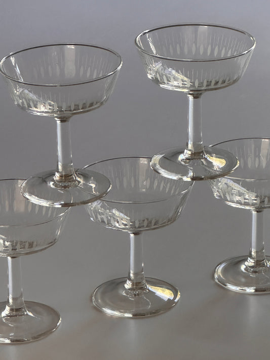 French Vintage Champagne Coupes (set of 5)