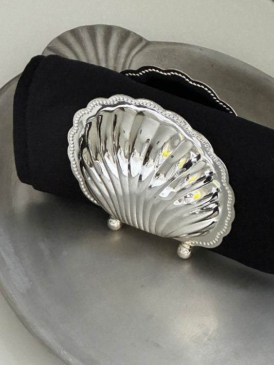 Vintage Silver Seashell Napkin Holder