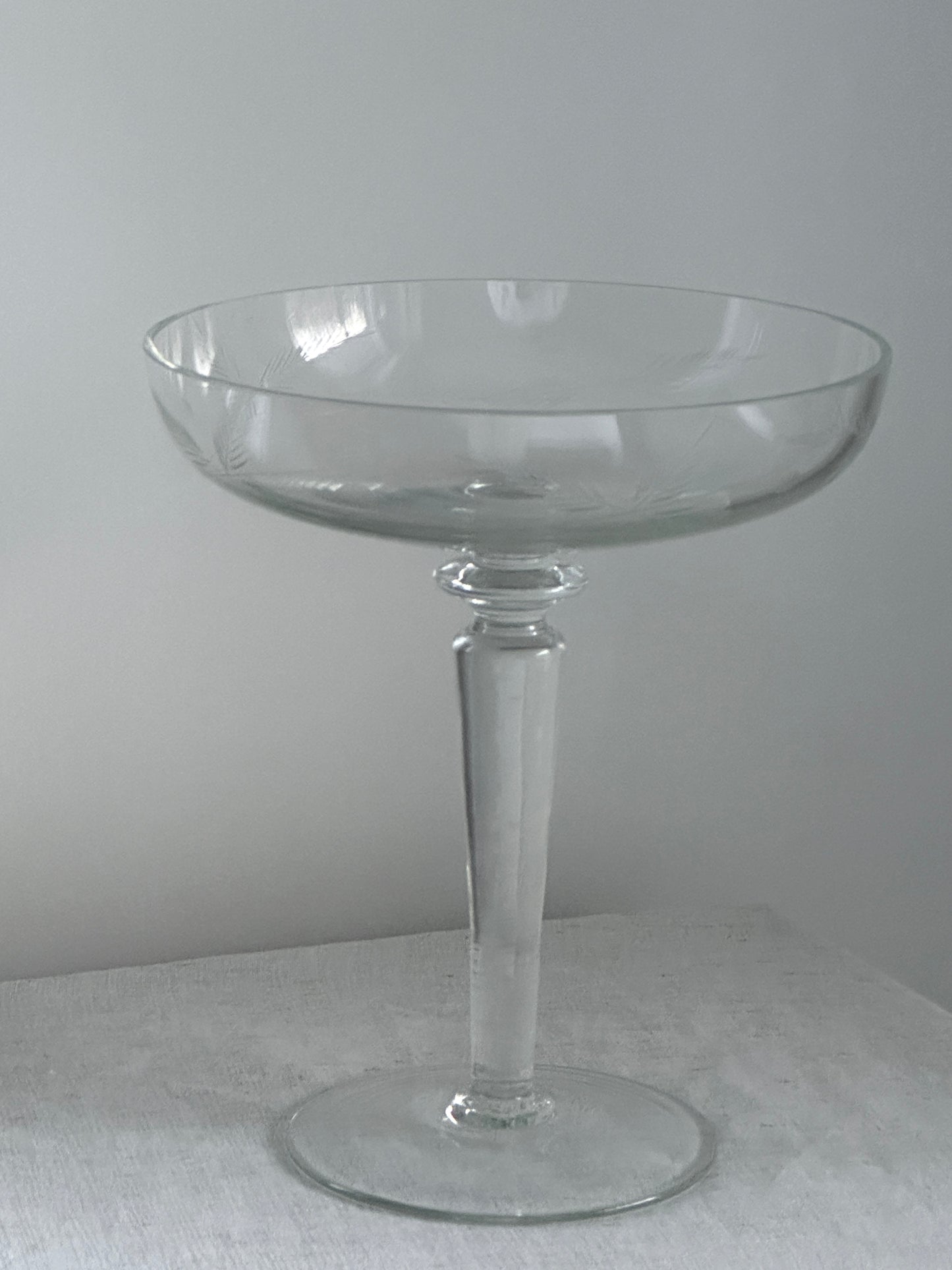 Art Deco Floral Etch Footed Dish