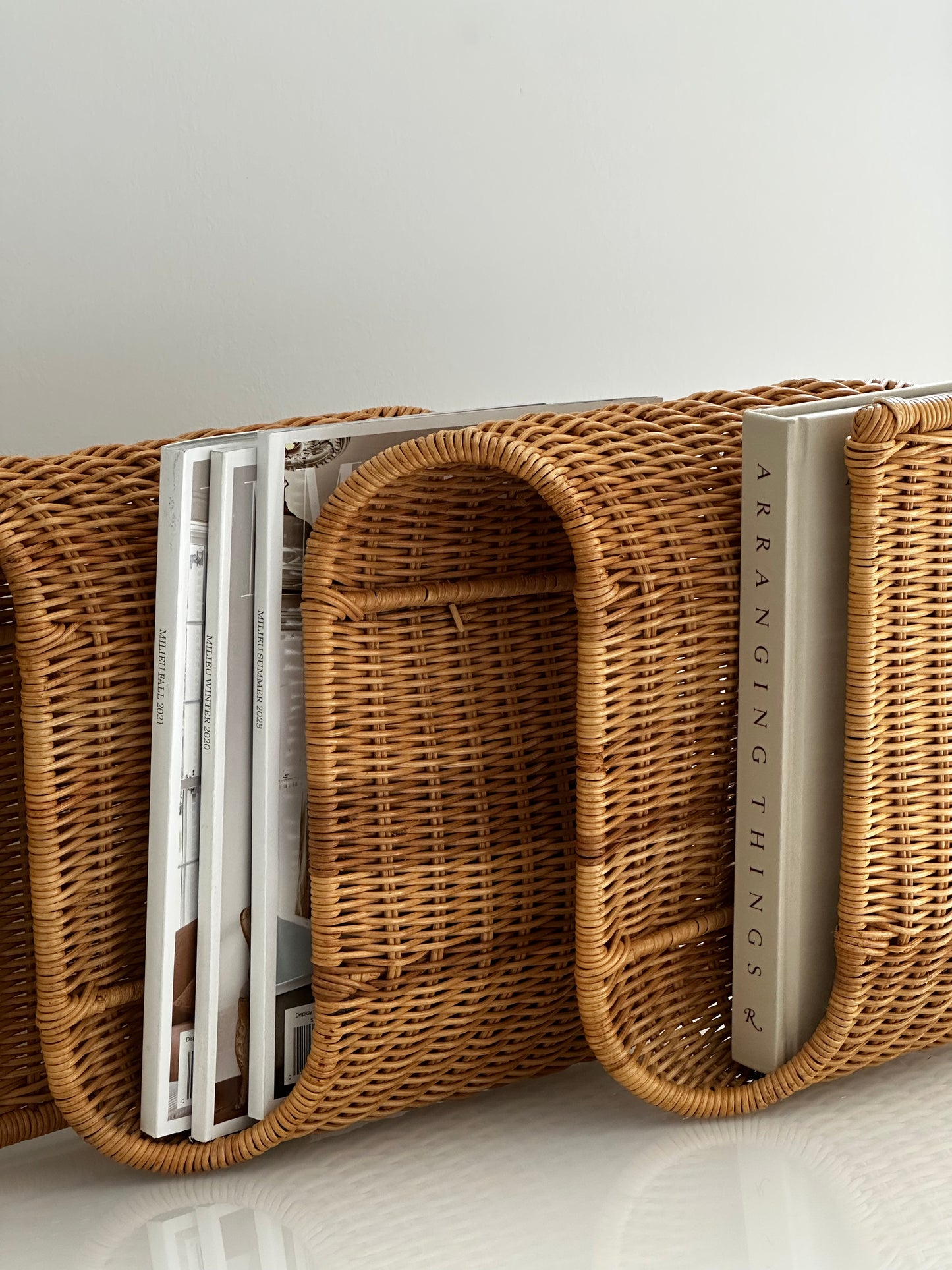 Wall Mounted Rattan Magazine Rack, 1970s