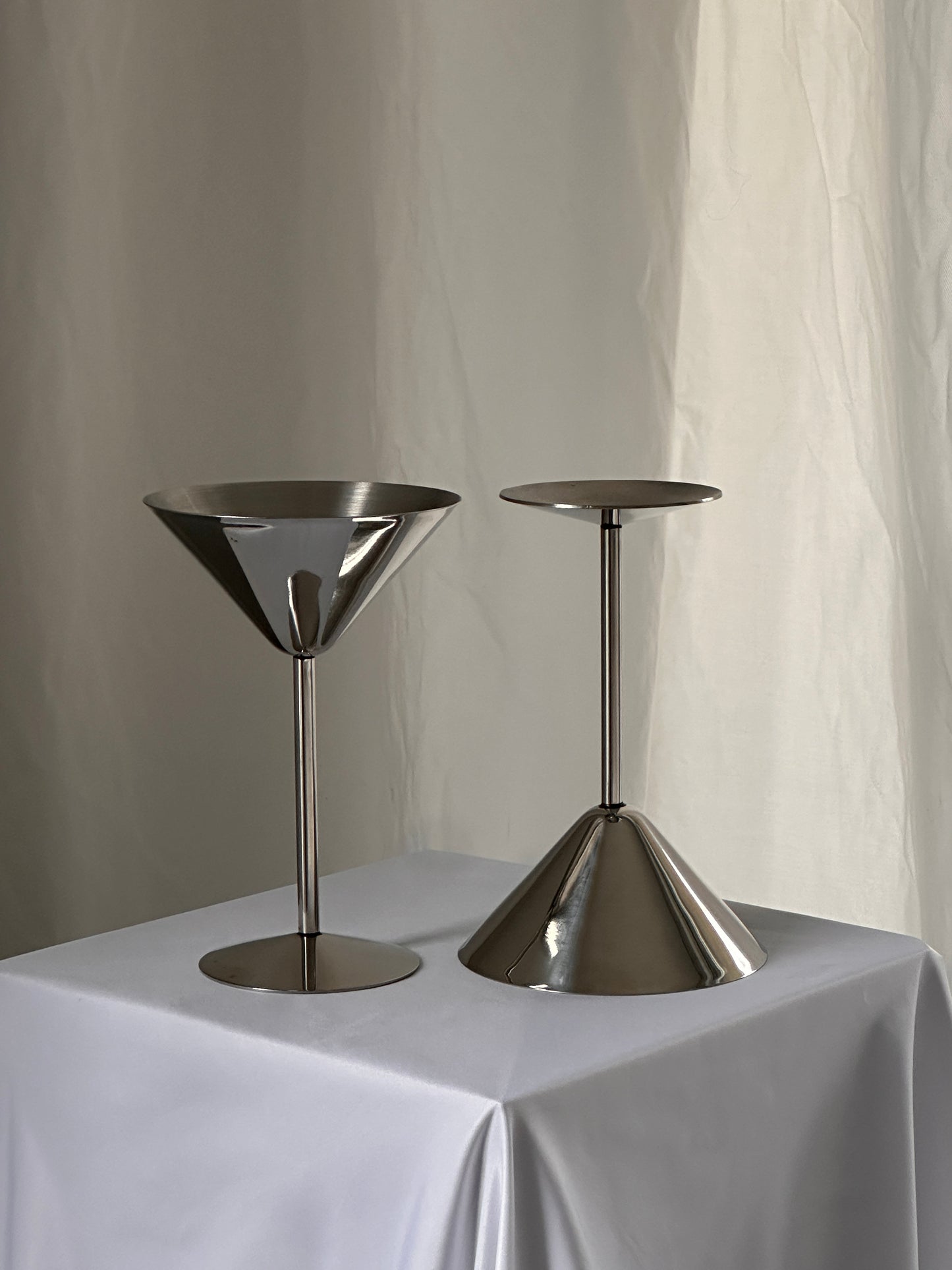 Pair of Chrome Martini Glasses