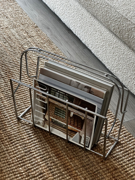 Mid Century Modern Chrome Magazine Rack