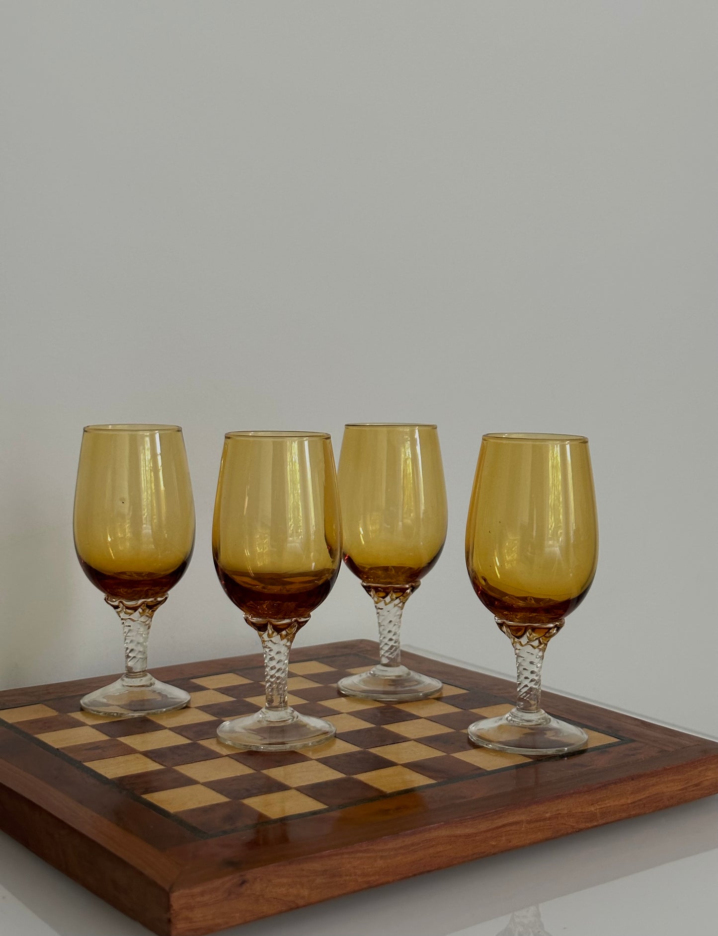 Vintage Amber Glass aperitif glasses (set of 4)