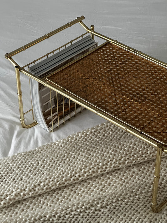 Vintage Brass Bamboo Breakfast Tray