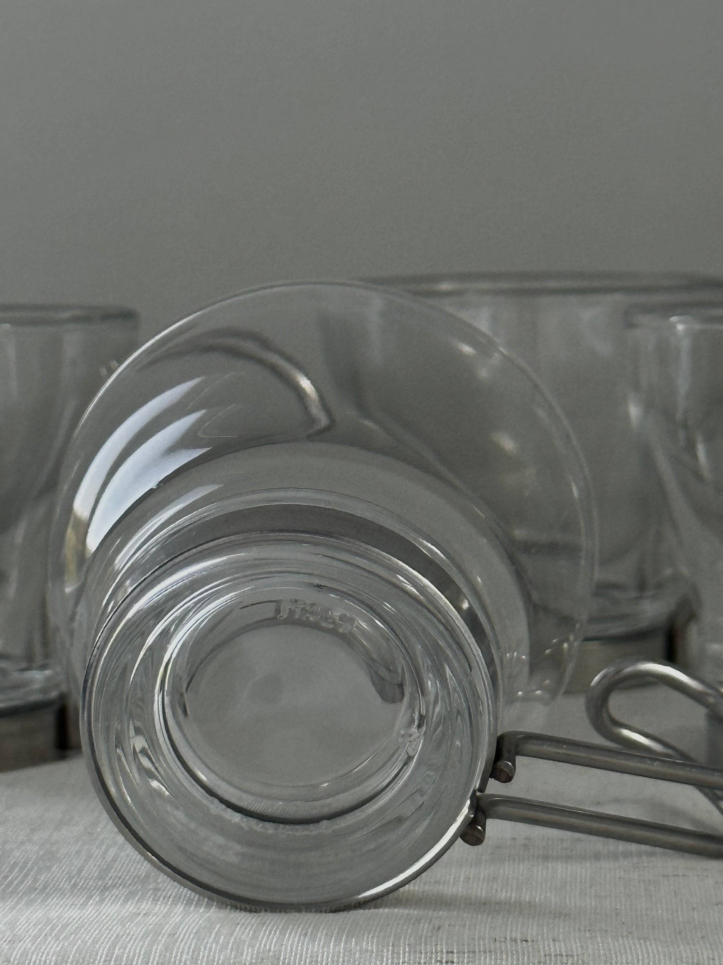 Glass Espresso cups, Vitrosax Italy 1970s