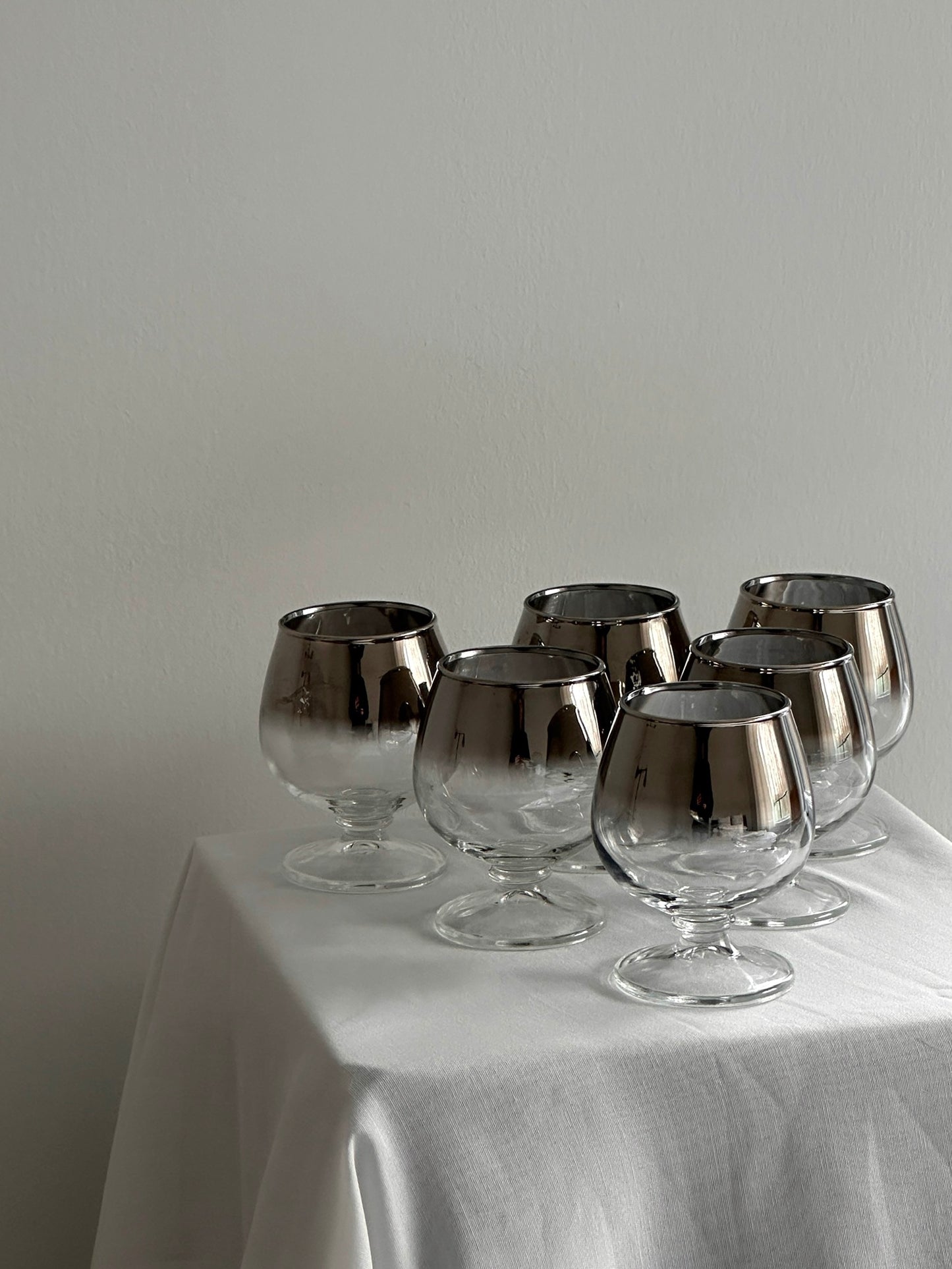 Mid Century Silver Ombre Footed Glasses (set of 6)