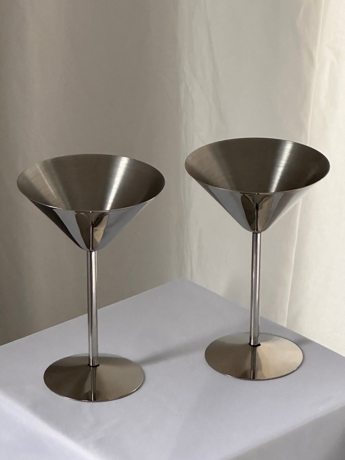 Pair of Chrome Martini Glasses