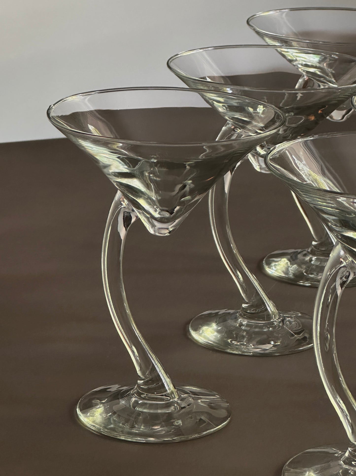 Curved Stem Martini Glasses 1990s (set of 6)