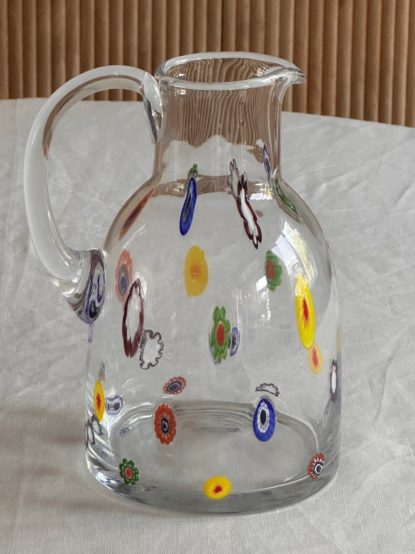 Mid Century Italian Fratelli Toso Murano Scattered Murine Glass Water Jug