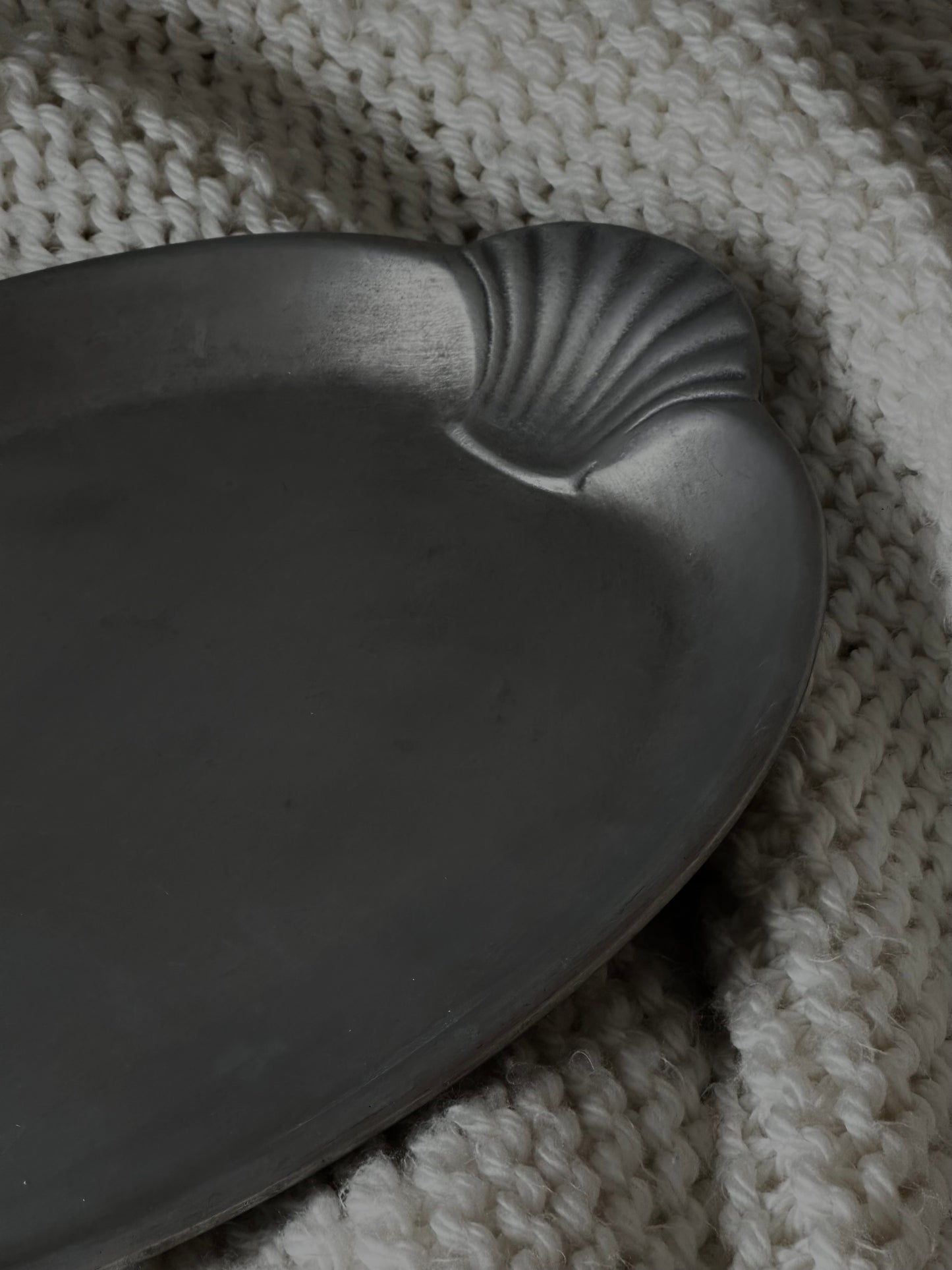 Metal Serving Tray with Shell Handles