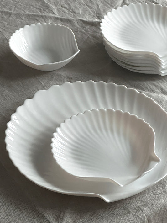 Arcoroc White Glass Seashell Plate Set (10 PC)