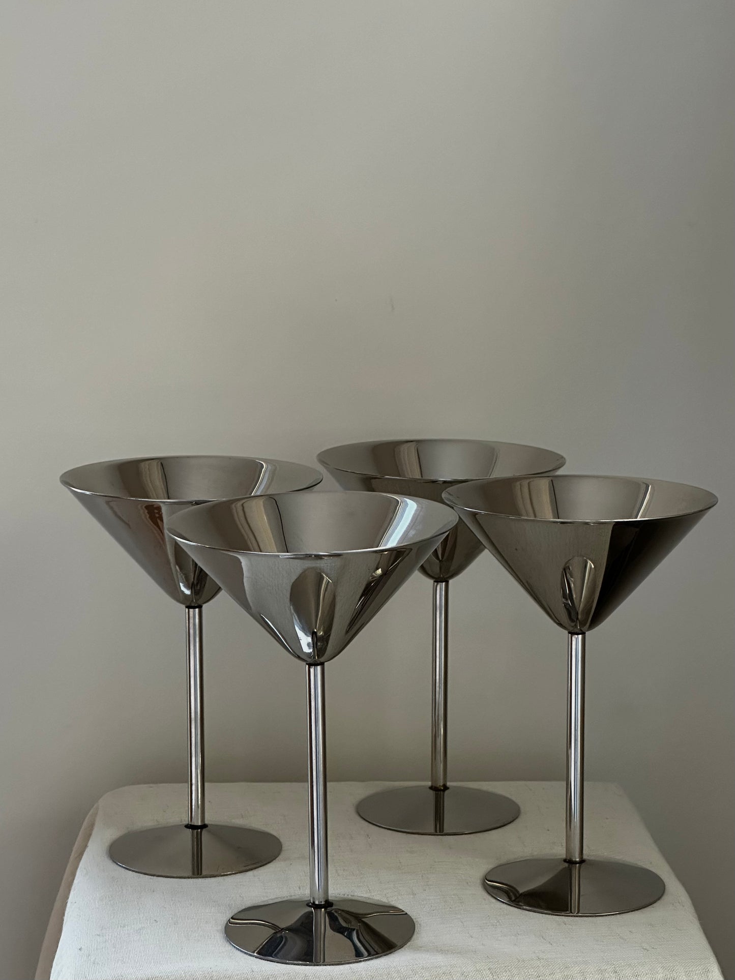 Chrome martini glasses (set of 4)