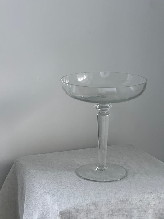 Art Deco Floral Etch Footed Dish