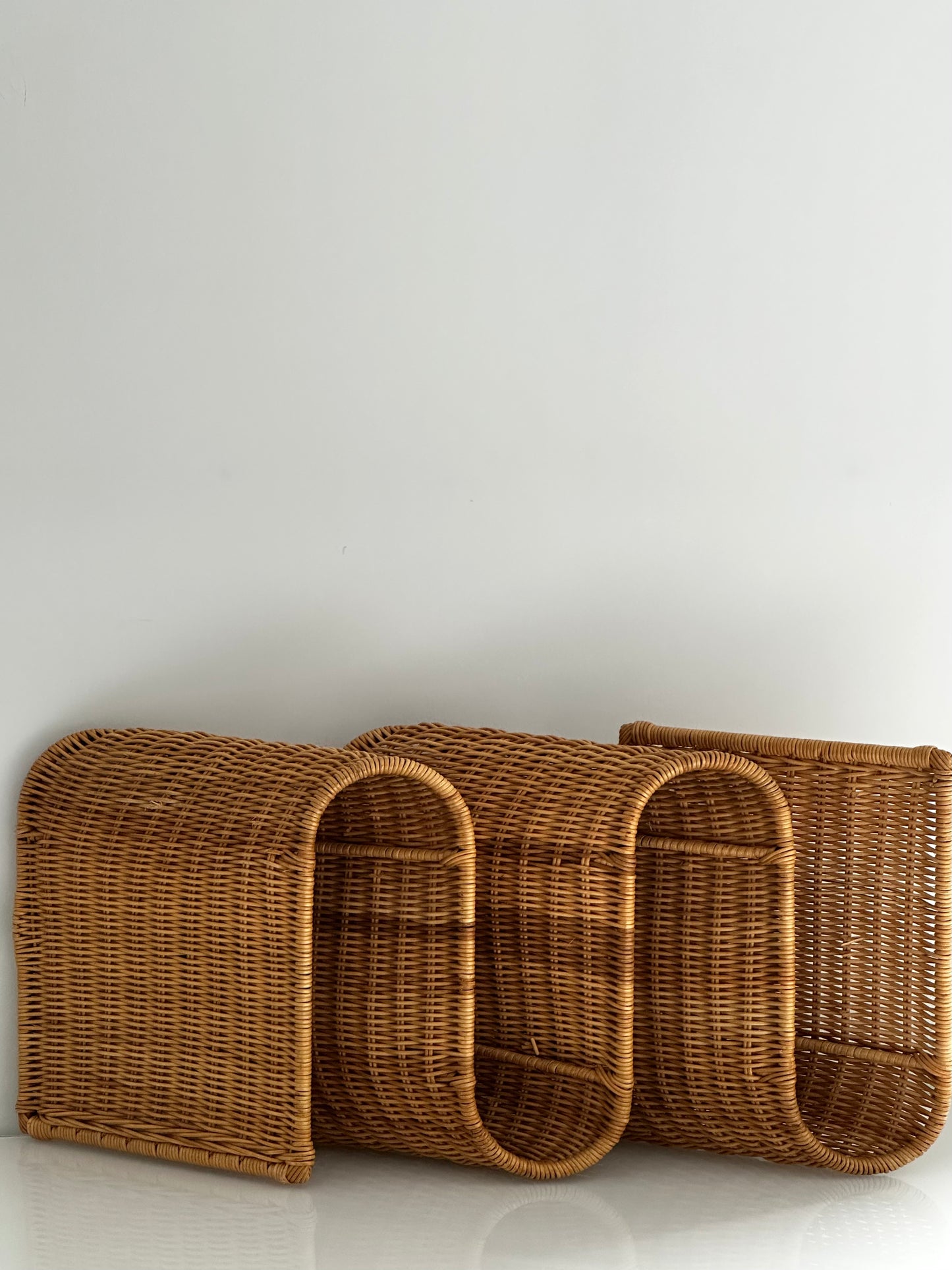 Wall Mounted Rattan Magazine Rack, 1970s