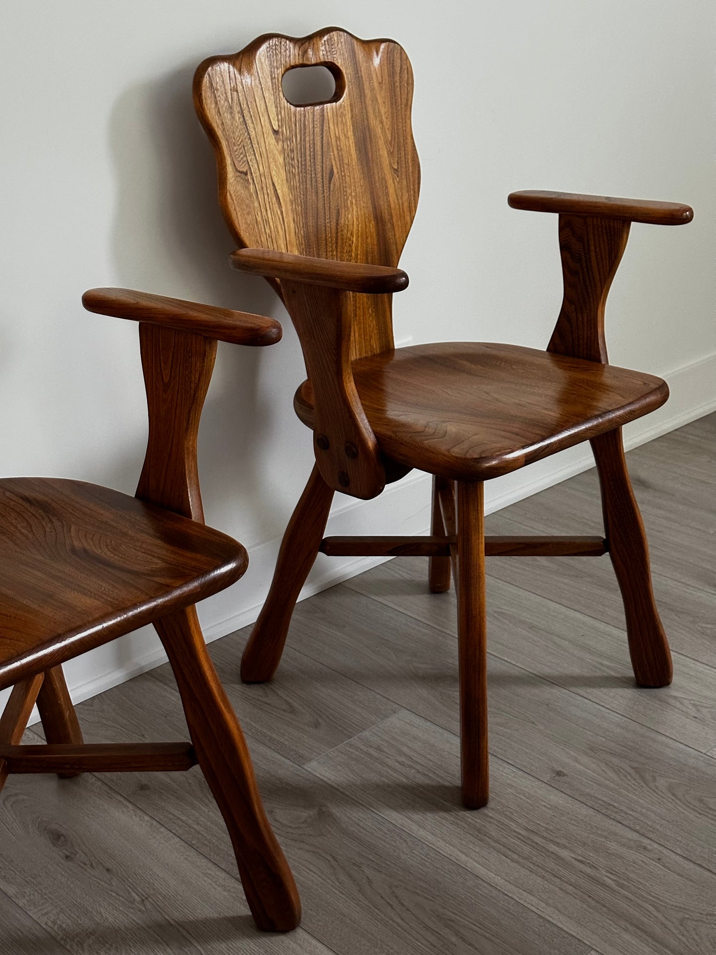 Mid-Century Oak Brutalist Chairs 
 (set of 2)