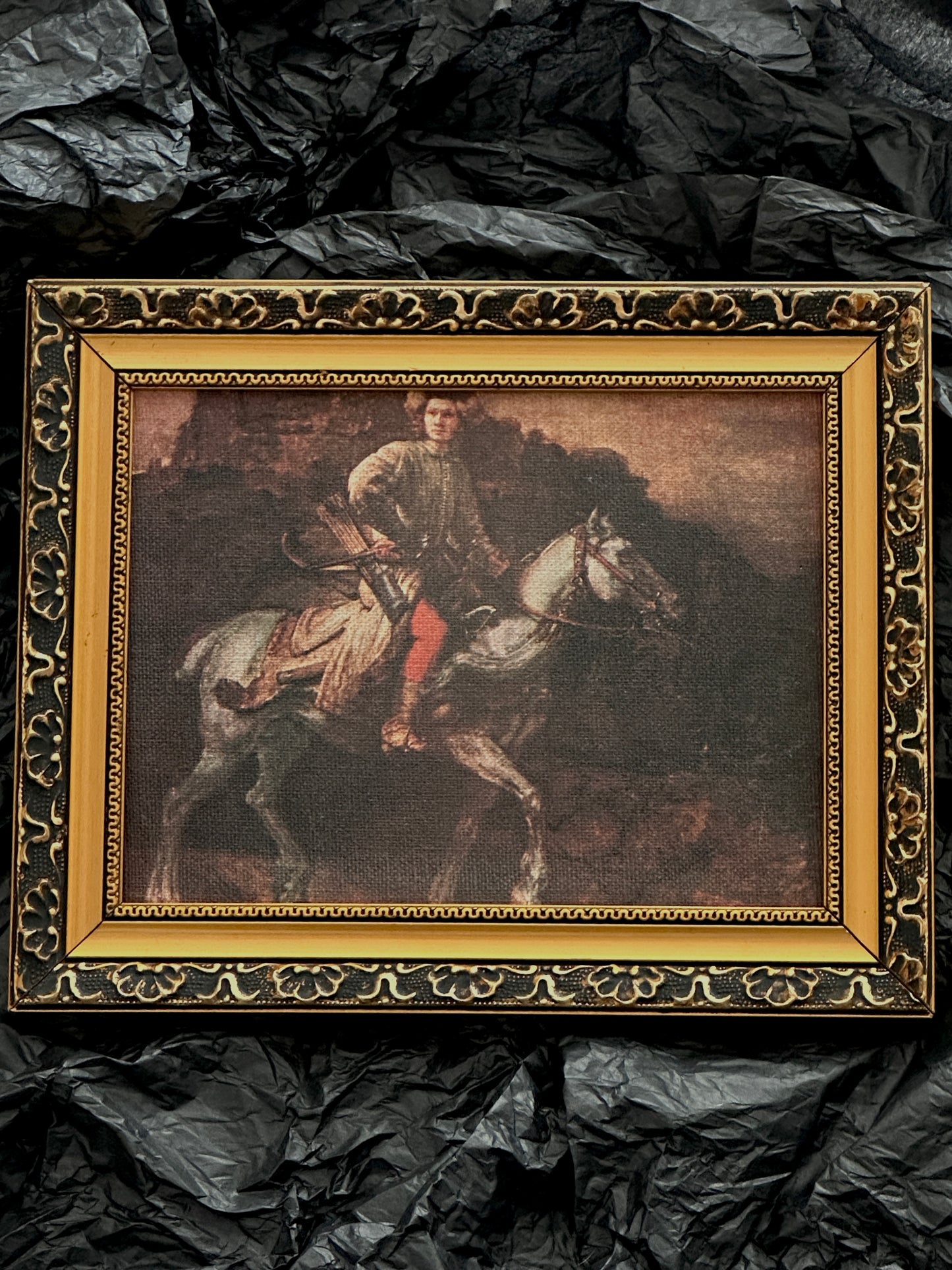 Duo of Mini Frames Horseman & Landscape with Ruins