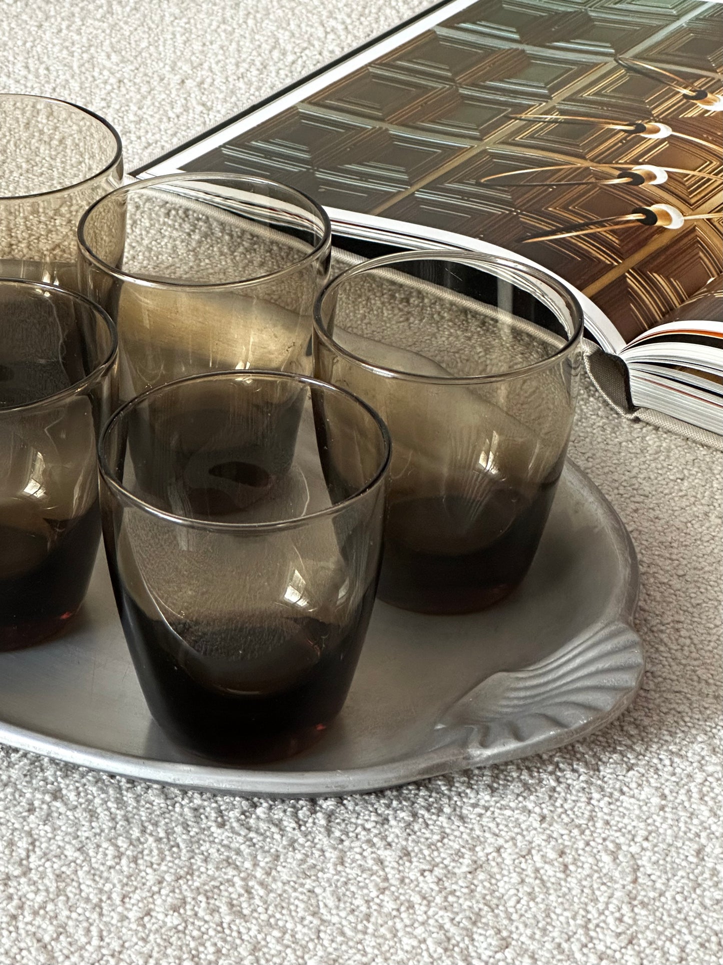 Vintage Libbey Smokey Brown Glasses - Set of 6