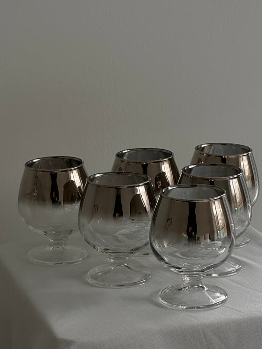 Mid Century Silver Ombre Footed Glasses (set of 6)