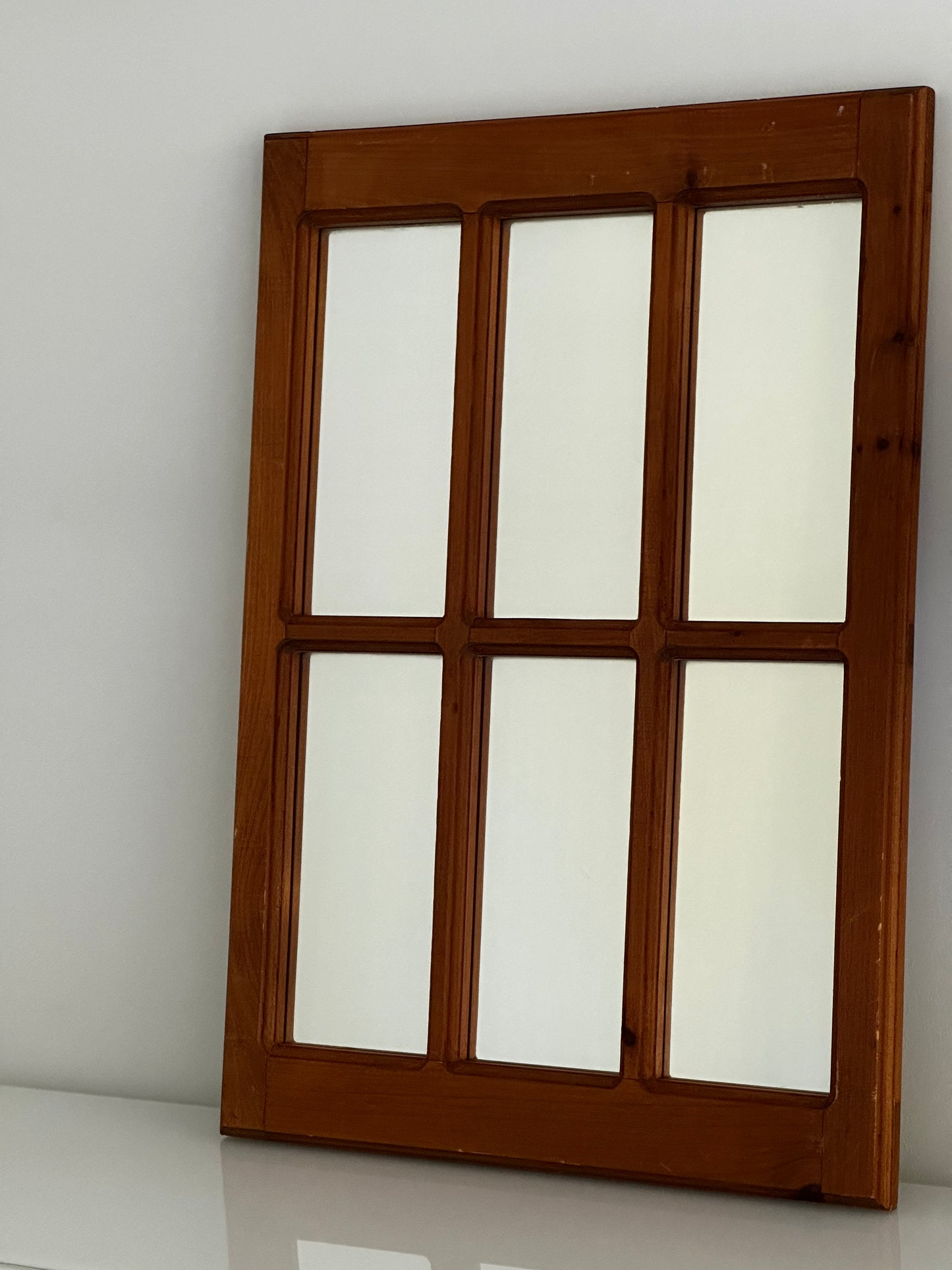 Vintage Wooden Window Mirror