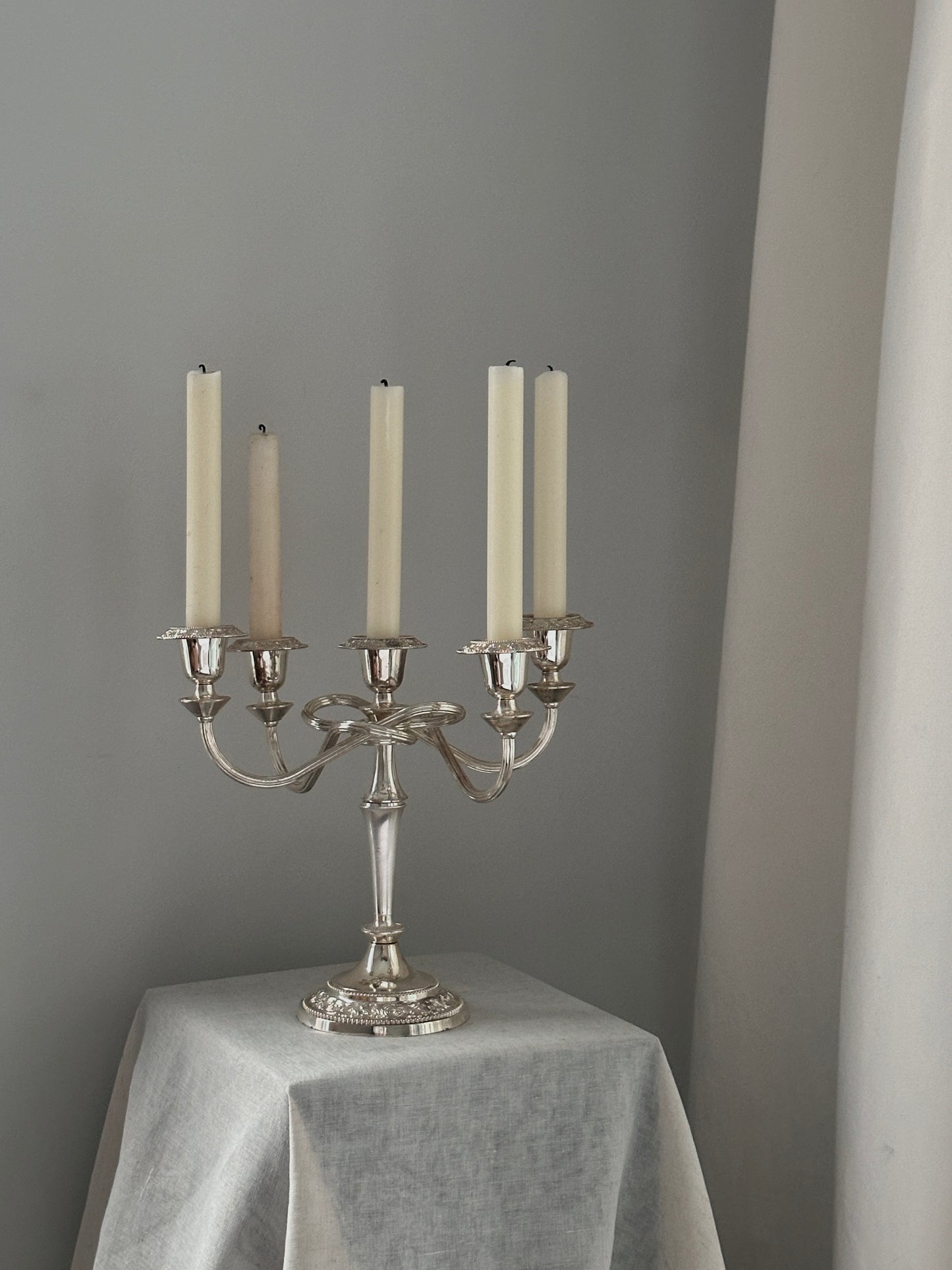 English Silver Plated Knot Candleholder