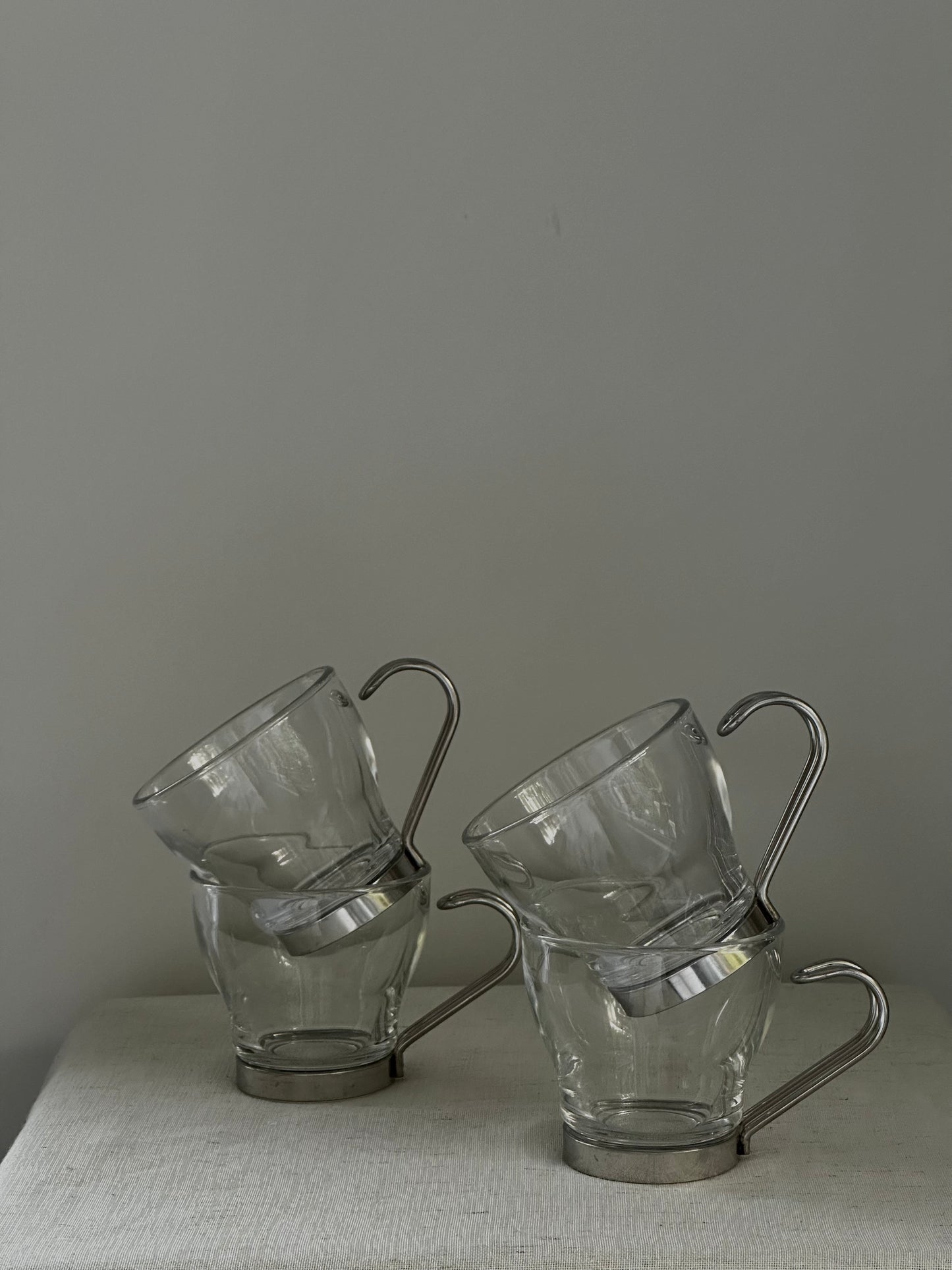 Glass Espresso cups, Vitrosax Italy 1970s