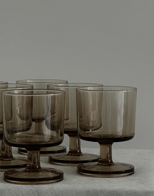 Vintage Smokey Glasses (Set of 6)