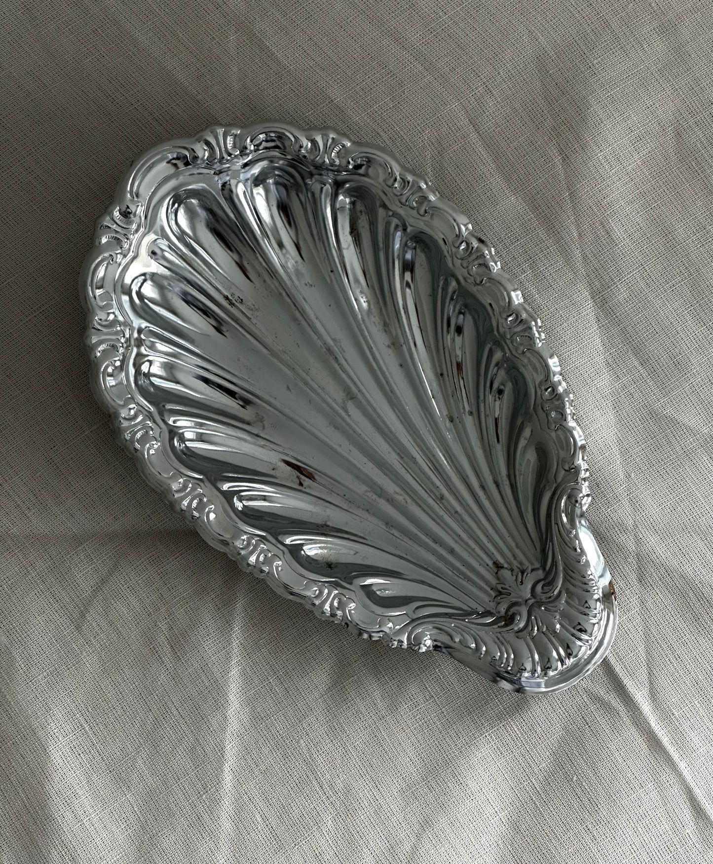 Vintage Chrome Scalloped Dish