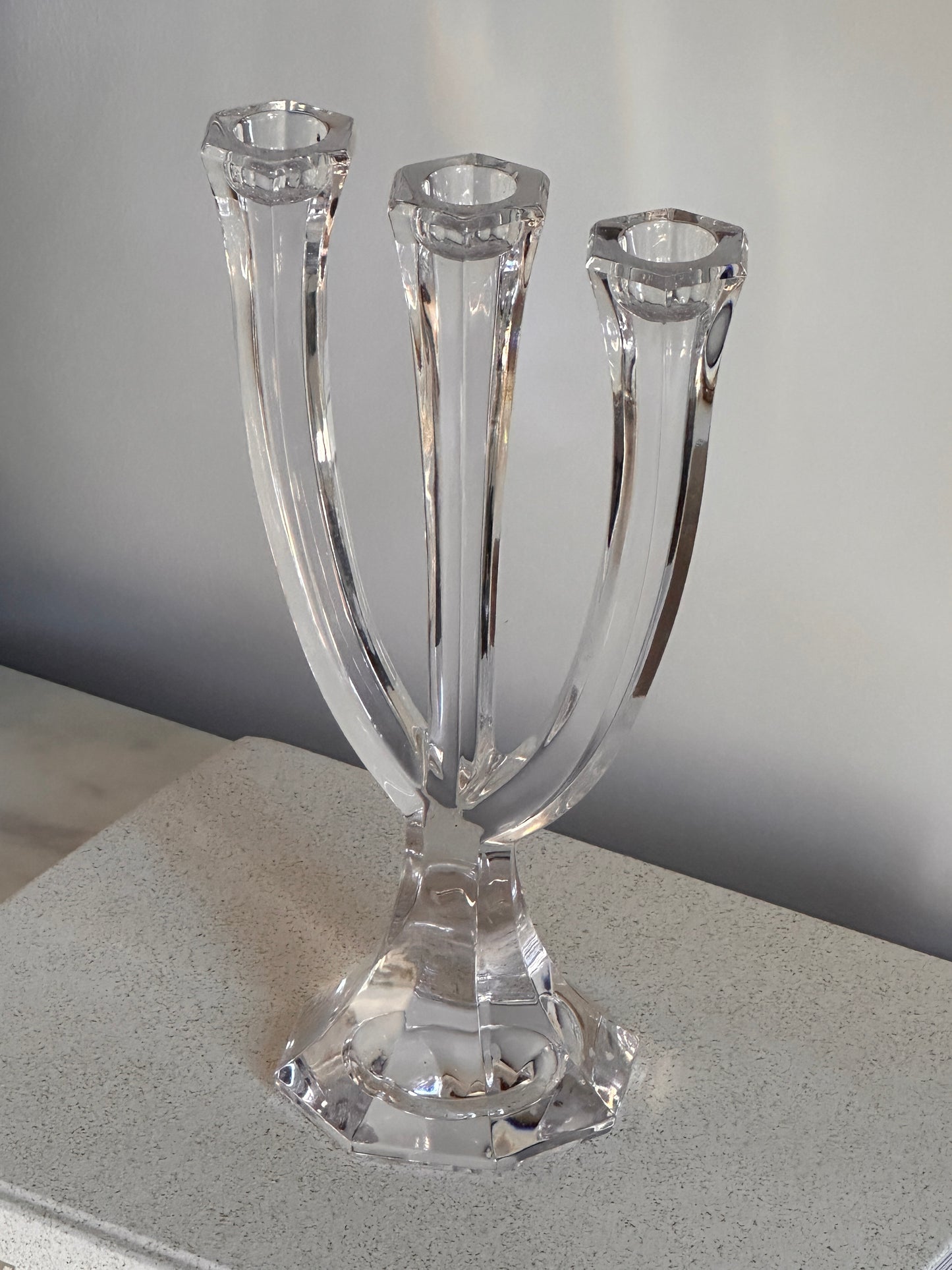 3-Arm Crystal Candelabra 1980s