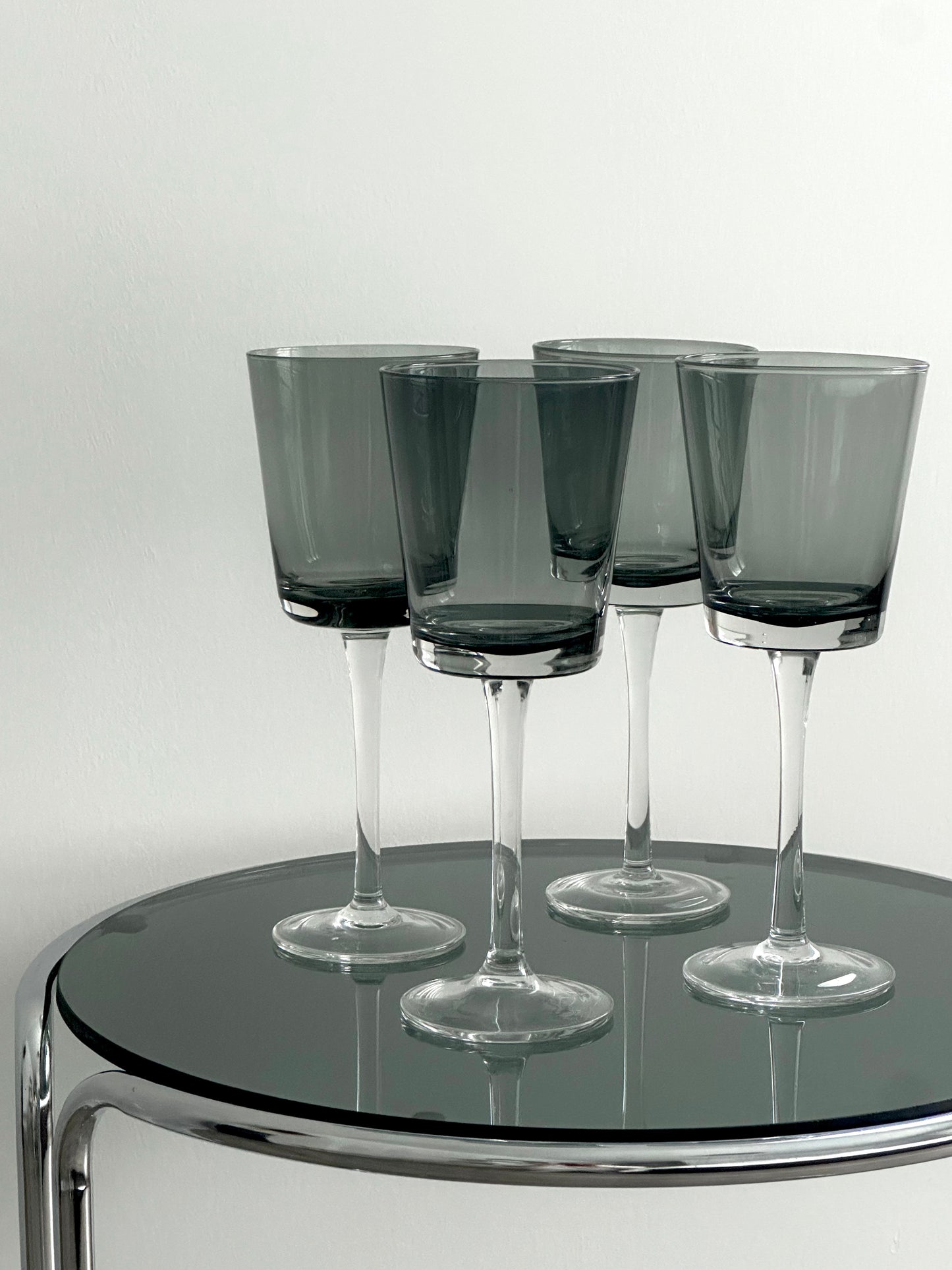 Vintage Smoked Grey Wine Glasses (set of 4)