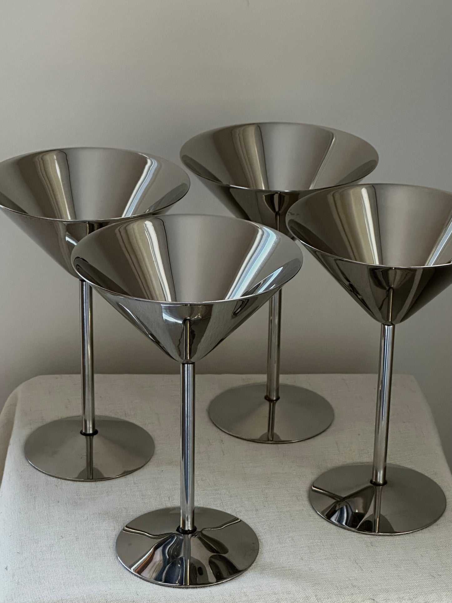 Chrome martini glasses (set of 4)