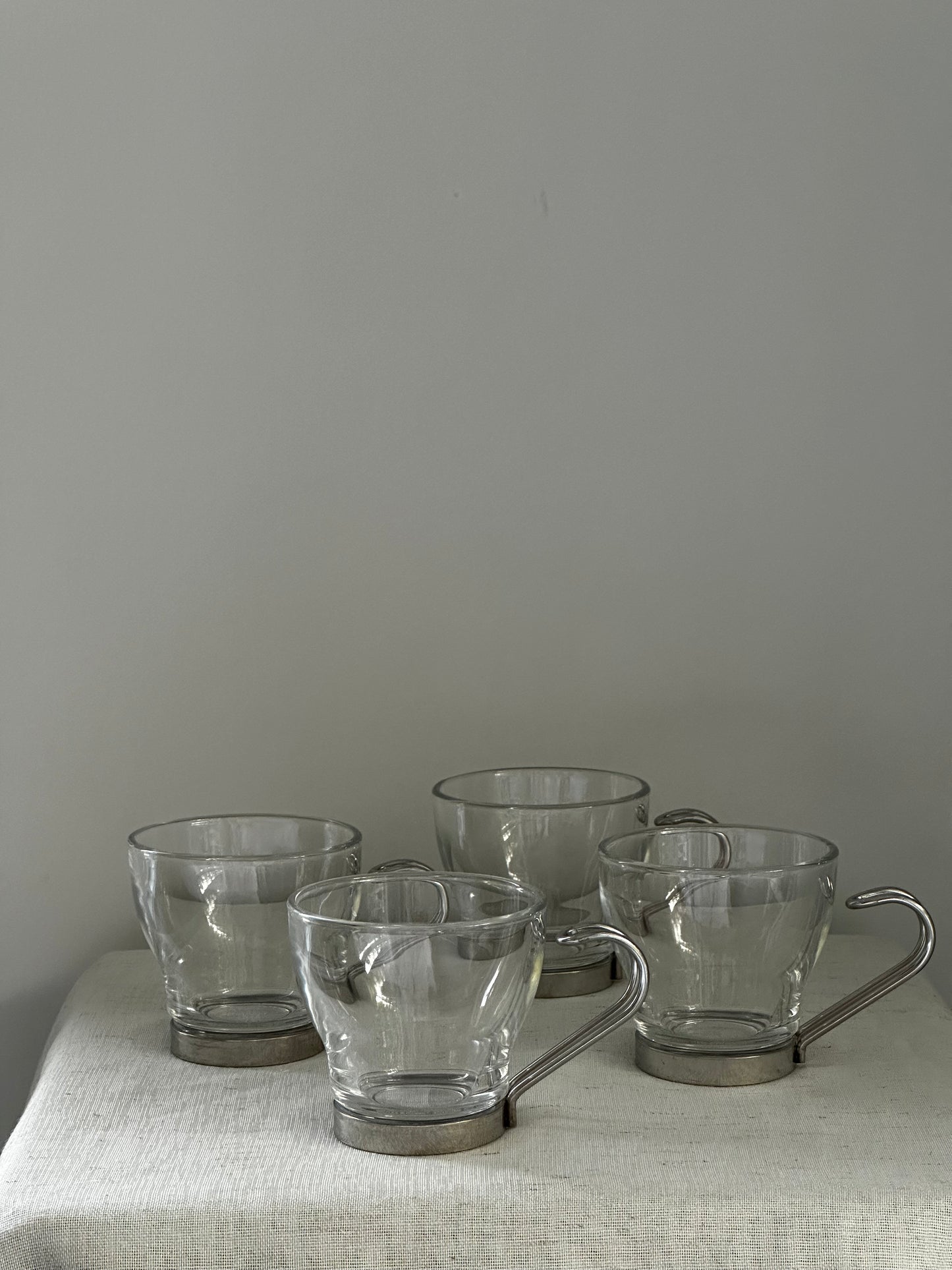 Glass Espresso cups, Vitrosax Italy 1970s