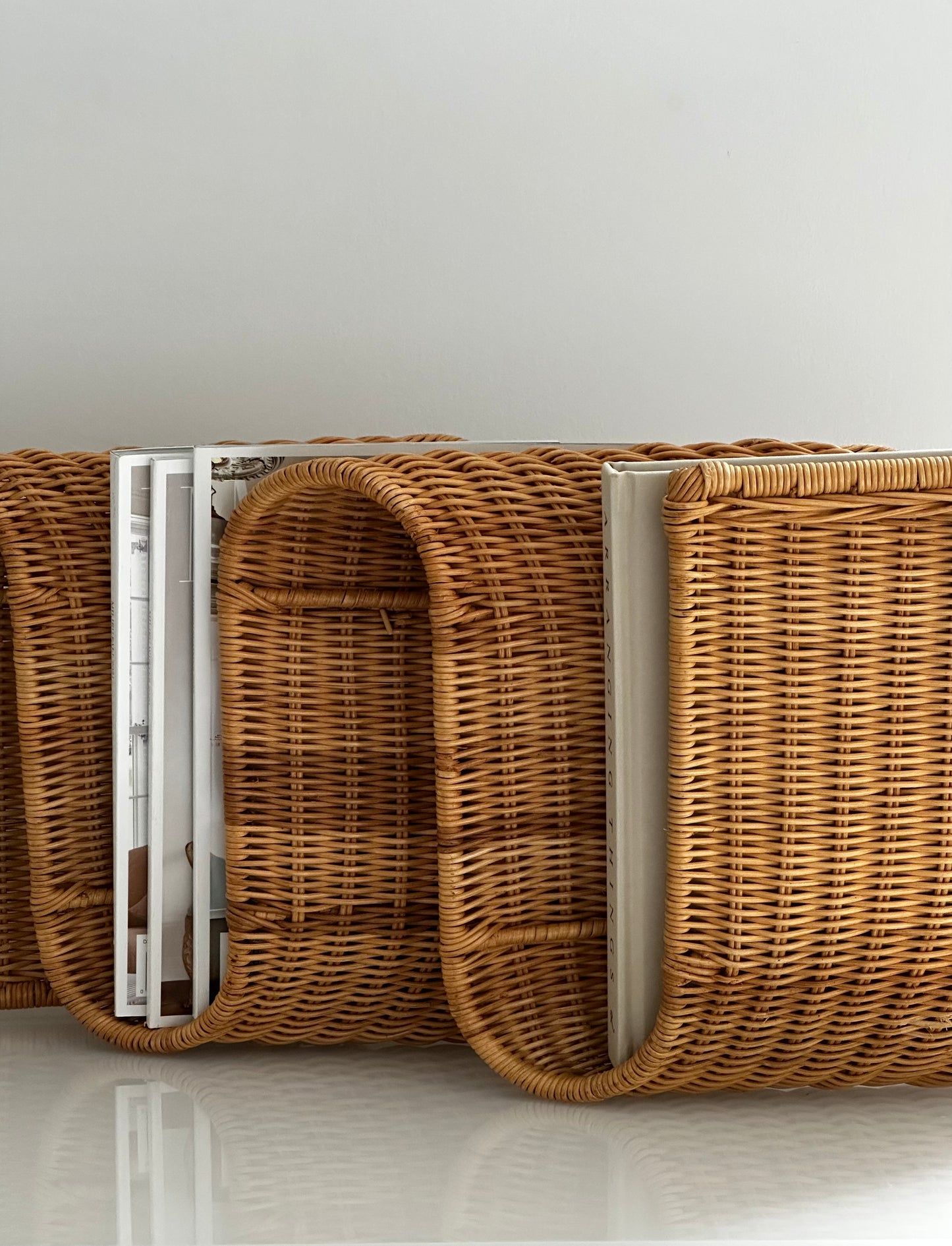 Wall Mounted Rattan Magazine Rack, 1970s