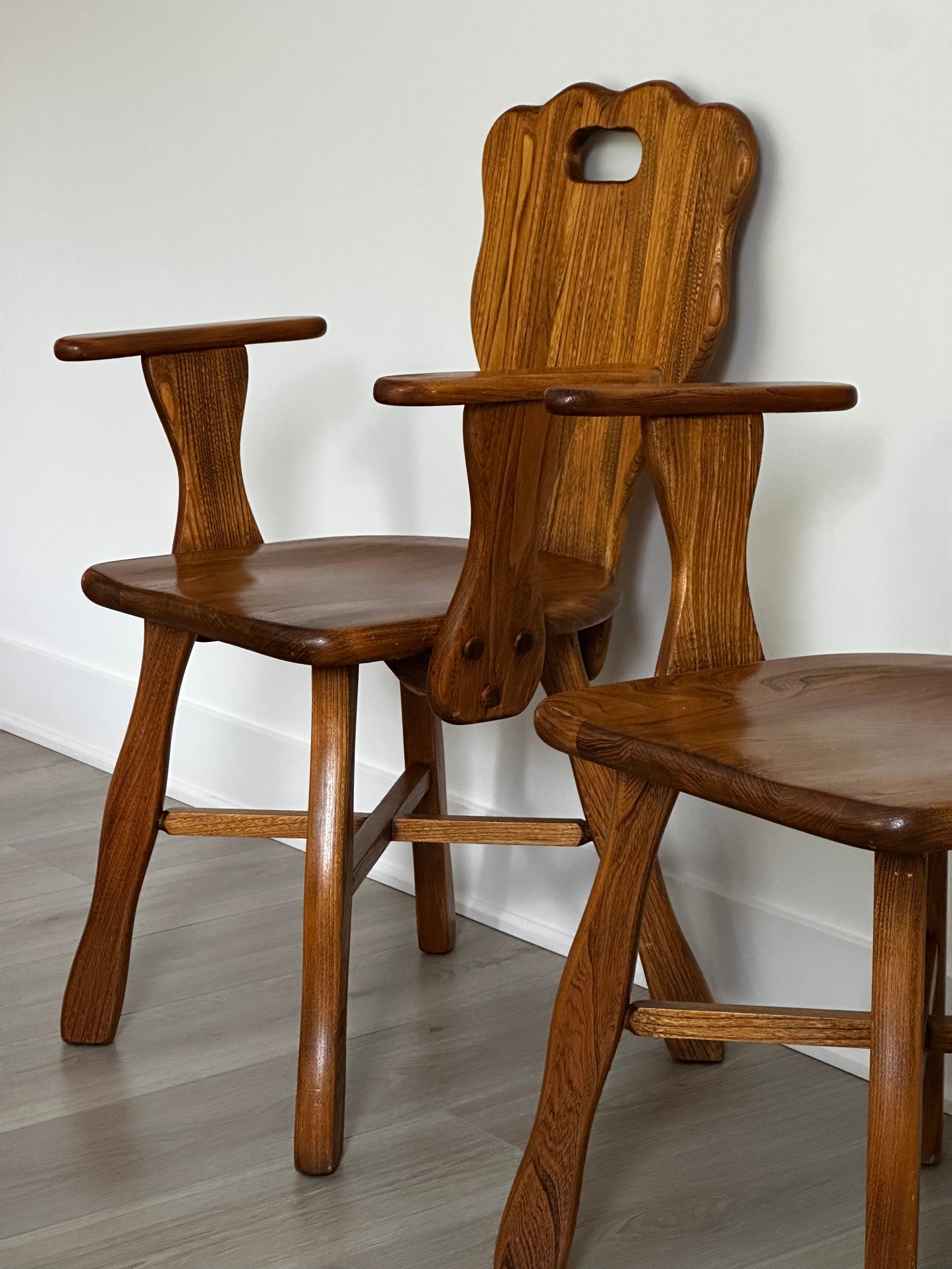 Mid-Century Oak Brutalist Chairs 
 (set of 2)